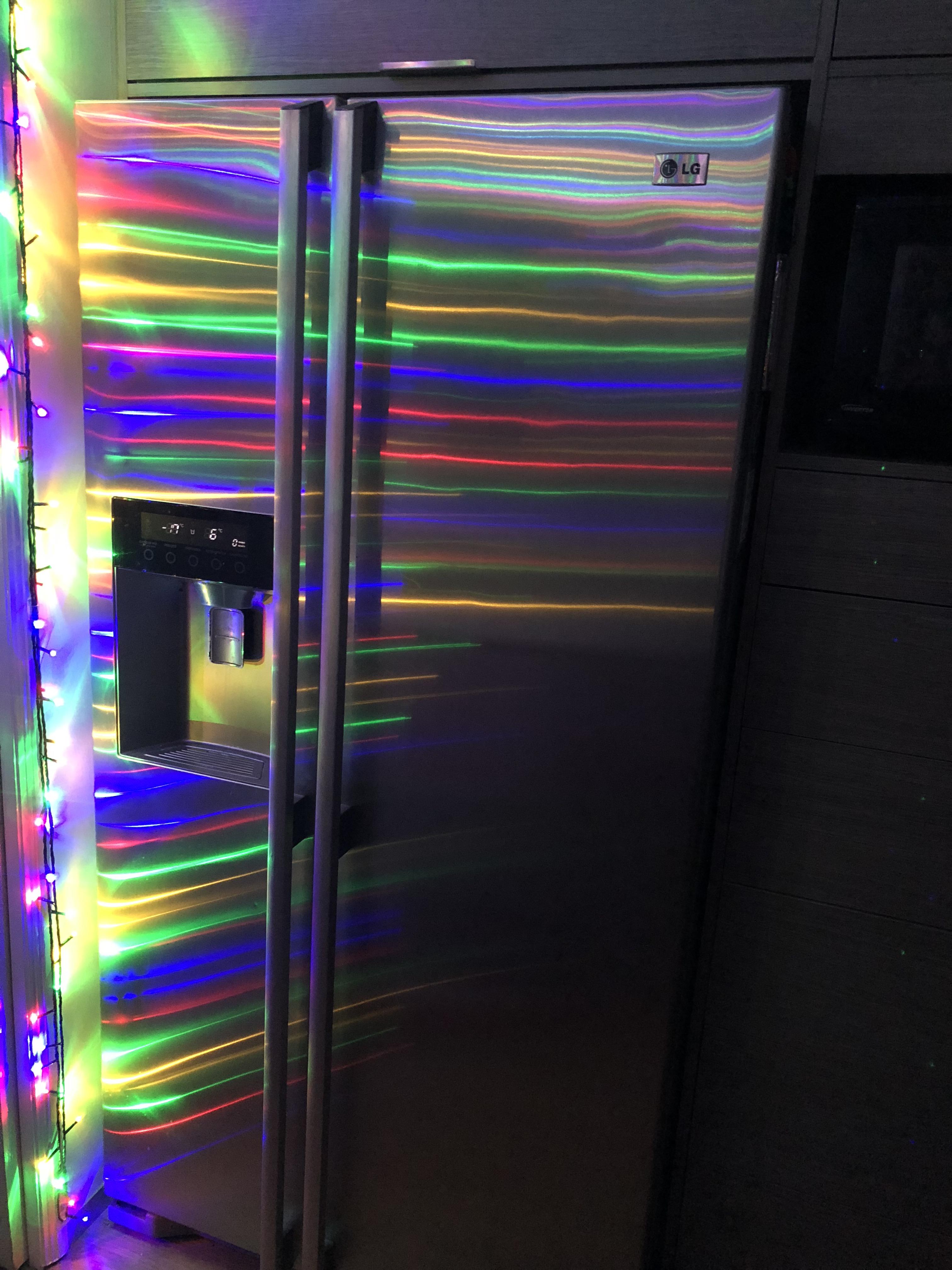 My wife put Christmas lights up in the kitchen, i now have a disco