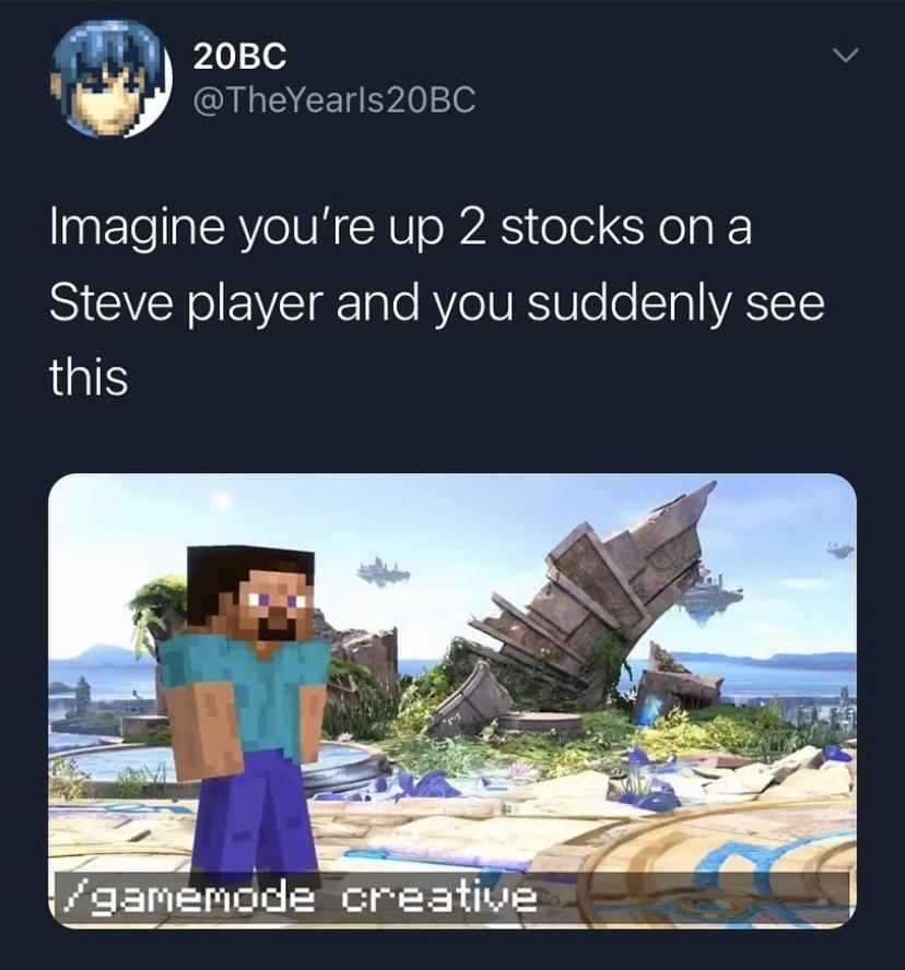 Although Steve wasn’t on my list for ssbu fighters, I’m real glad