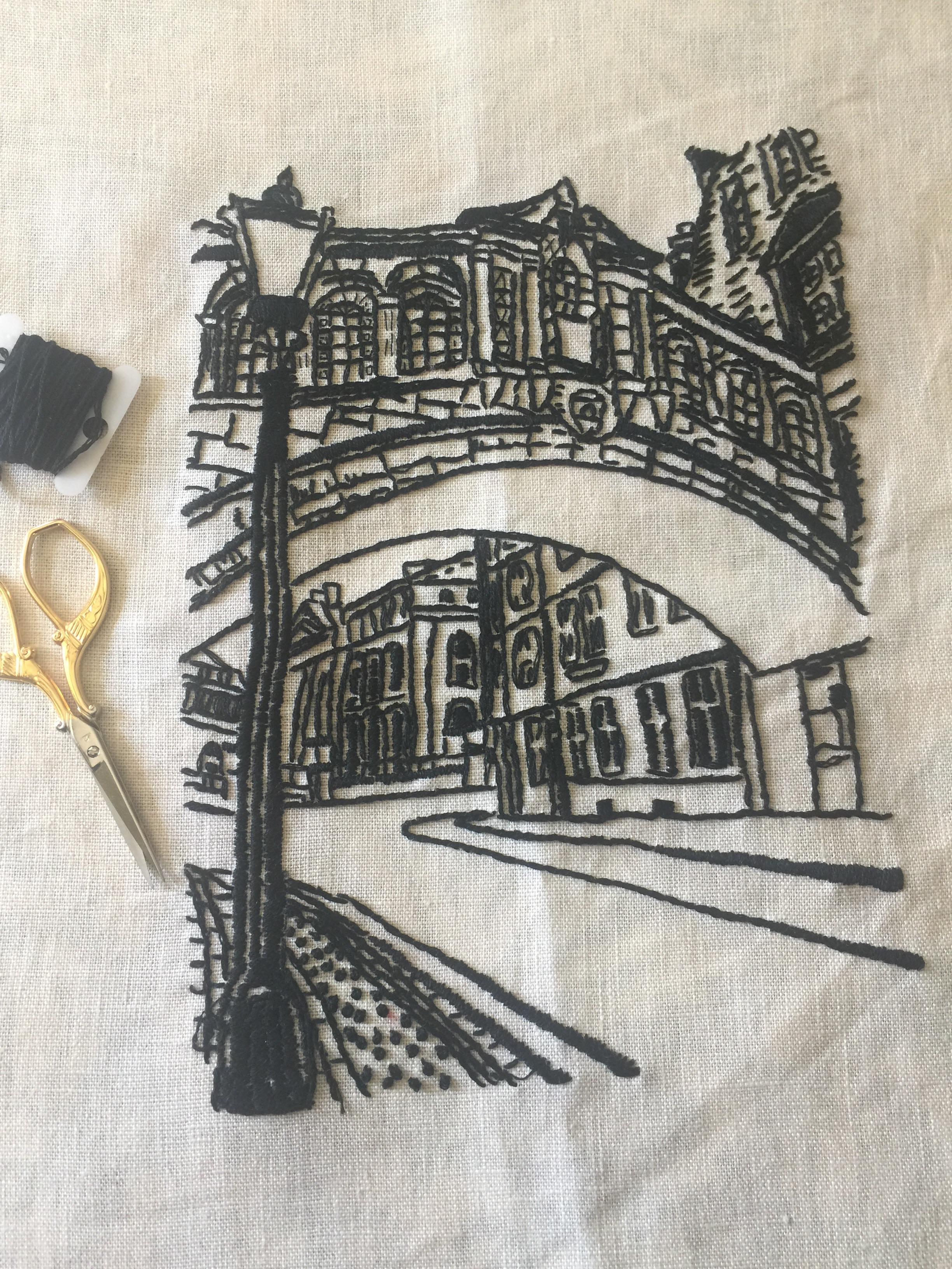 Embroidered Bridge of Sighs in Oxford. r/Embroidery