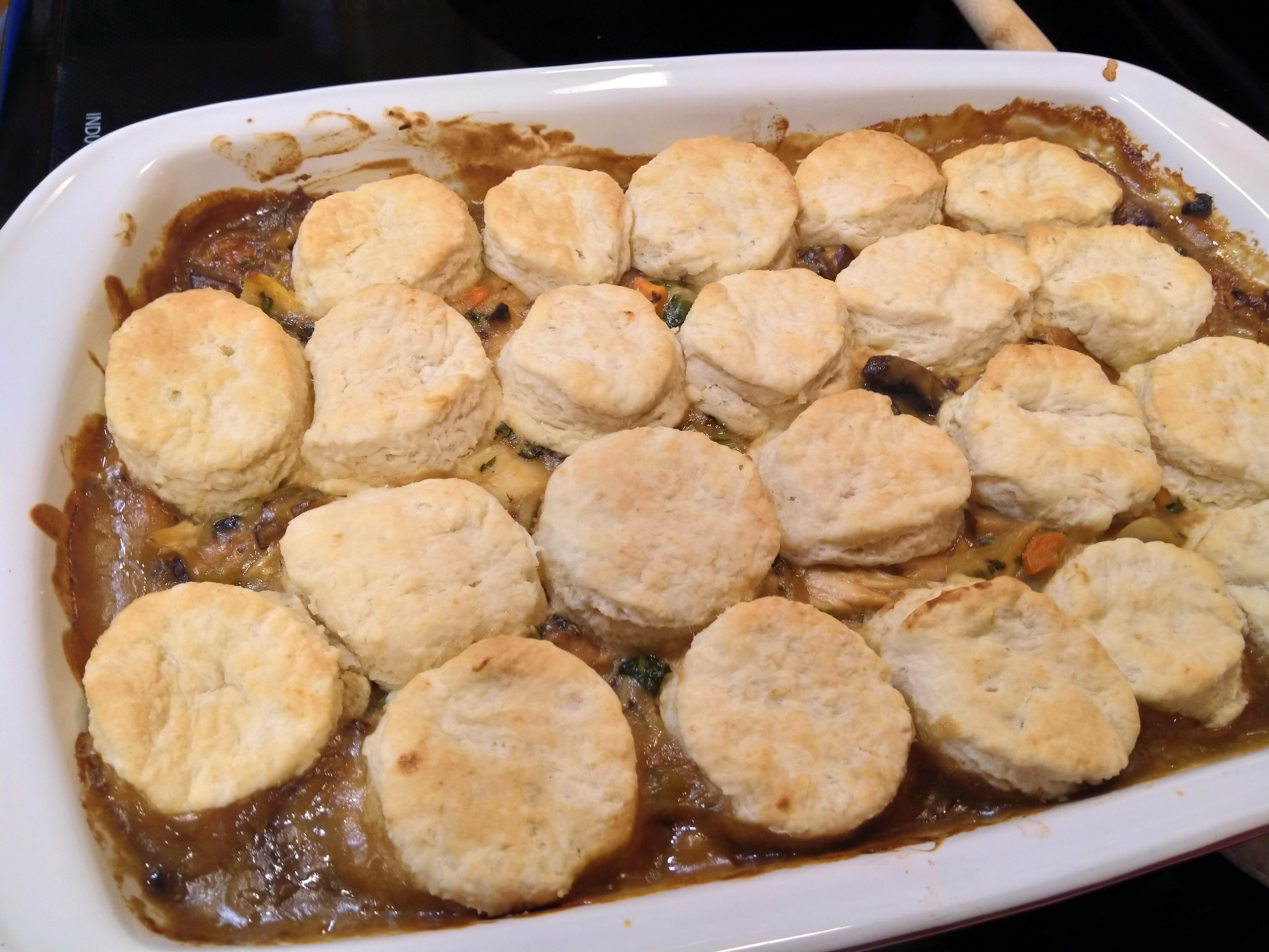 Rabbit pot pie with turnips and buttermilk biscuit topping. r/DixieFood