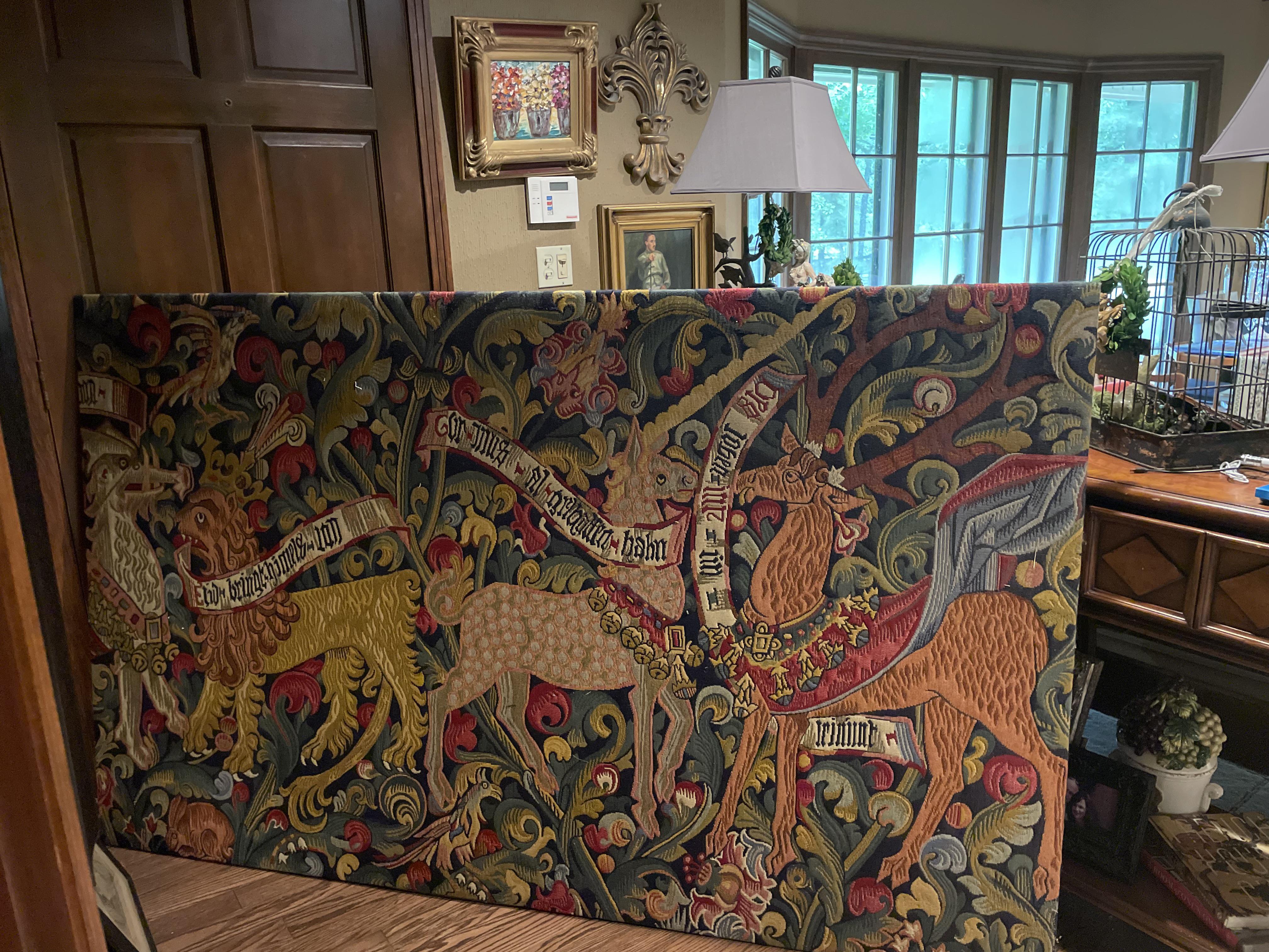 Hoping to translate/date this antique tapestry! Any help would be much