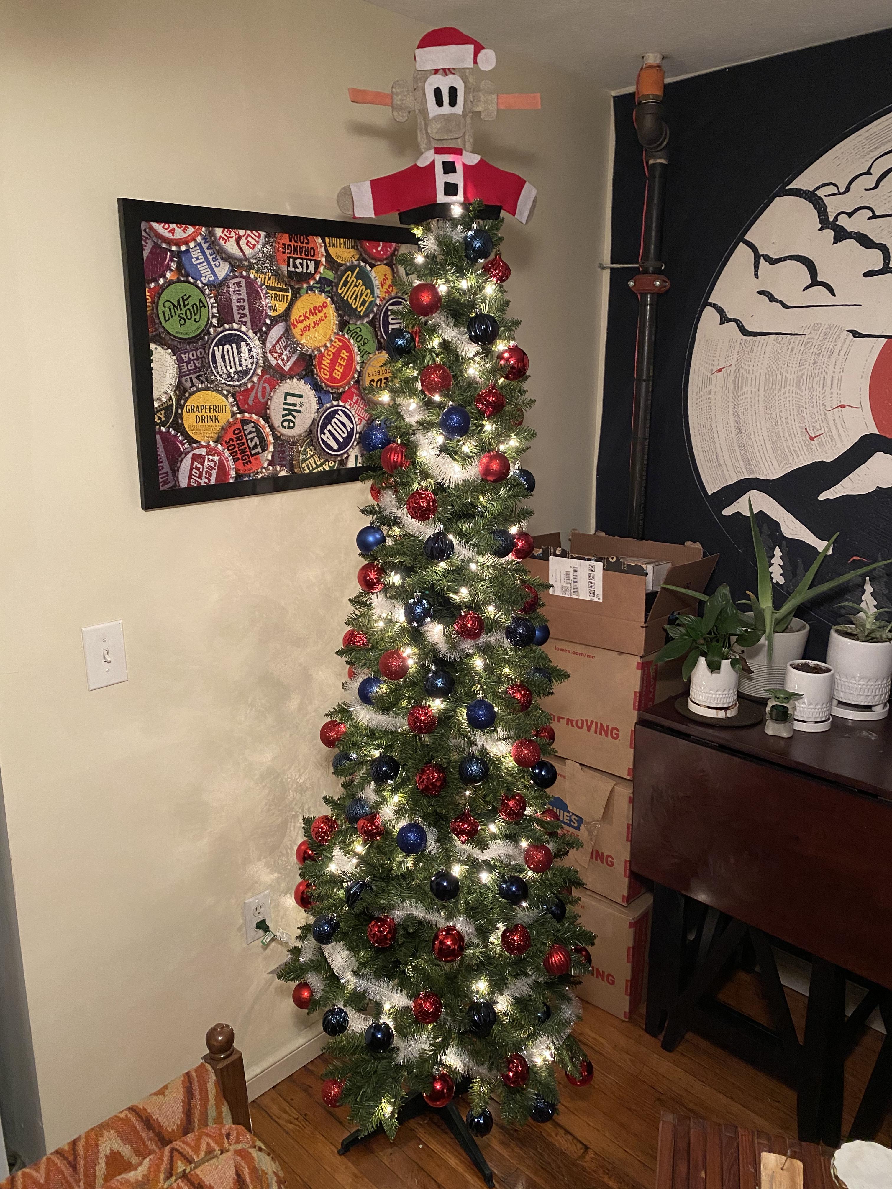 My Braves Christmas Tree Complete with a Handmade Bloop Tree Topper