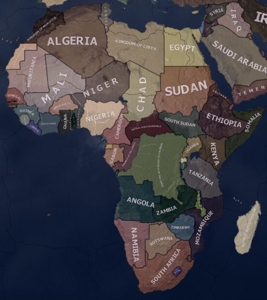 My map of modern Africa in the year 2018 r/hoi4modding