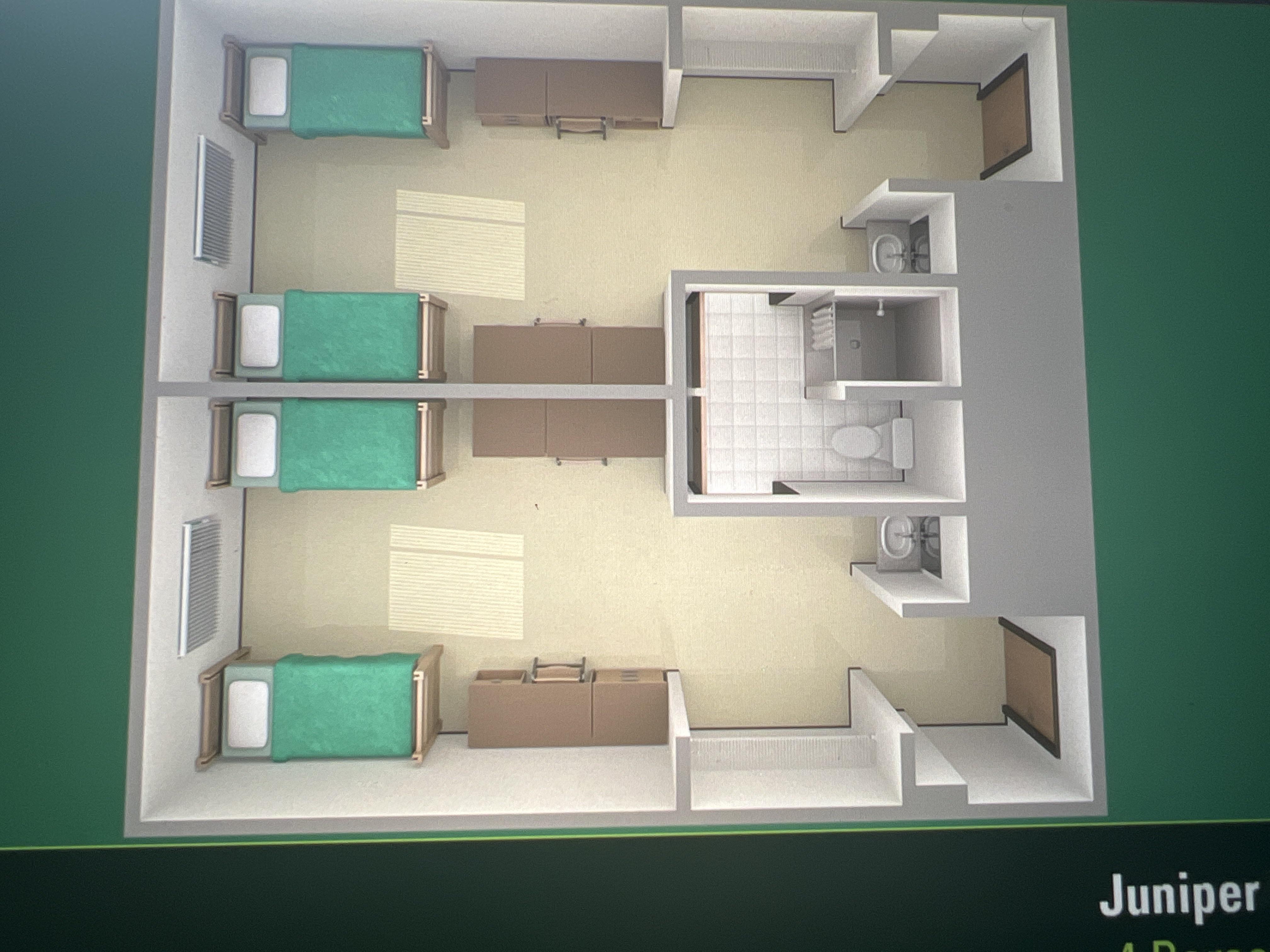 4 people really share 1 bathroom? Do they have dorms where 2 people