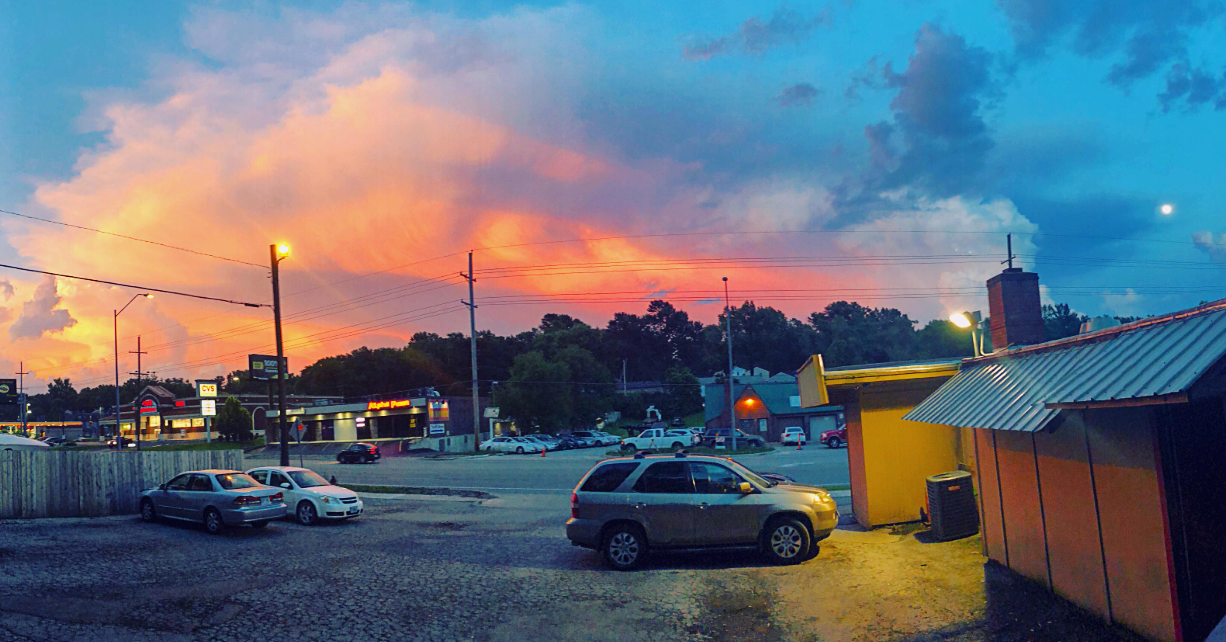 The sunset in North Kansas City was amazing with the moon. r/kansascity