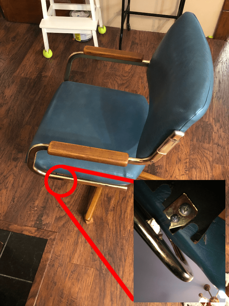 Broken dining chair metal tab on arm broken r/fixit