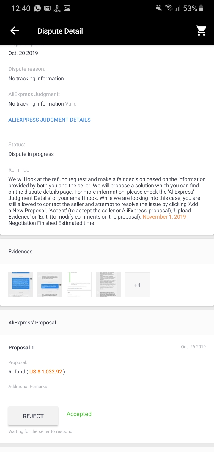 AliExpress proposed a full refund for me so i accepted it.. What will