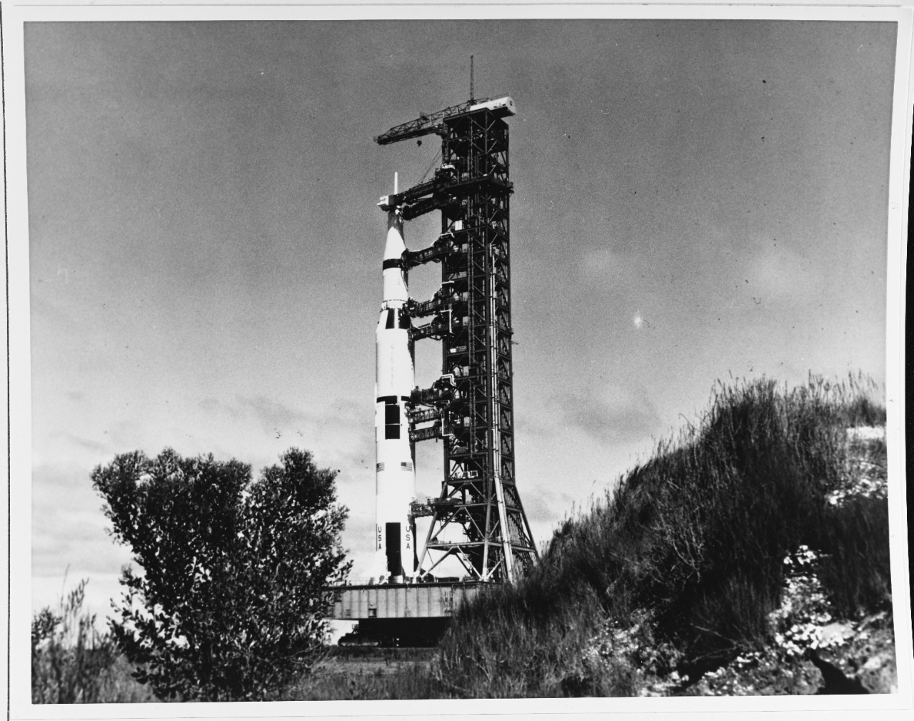 Apollo Twelve space vehicle on launch complex 39A, prepared for count