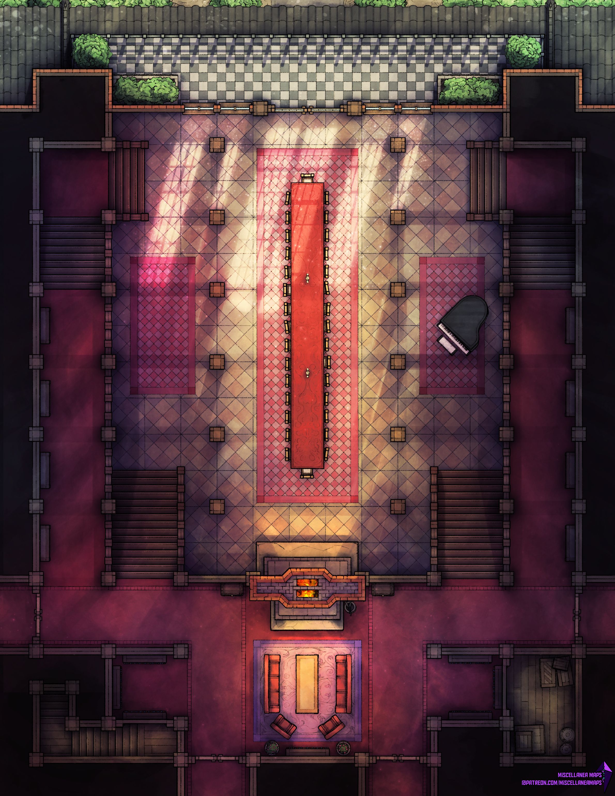 Scarlet Devil Mansion Grand Dining Room (22x17) r/battlemaps