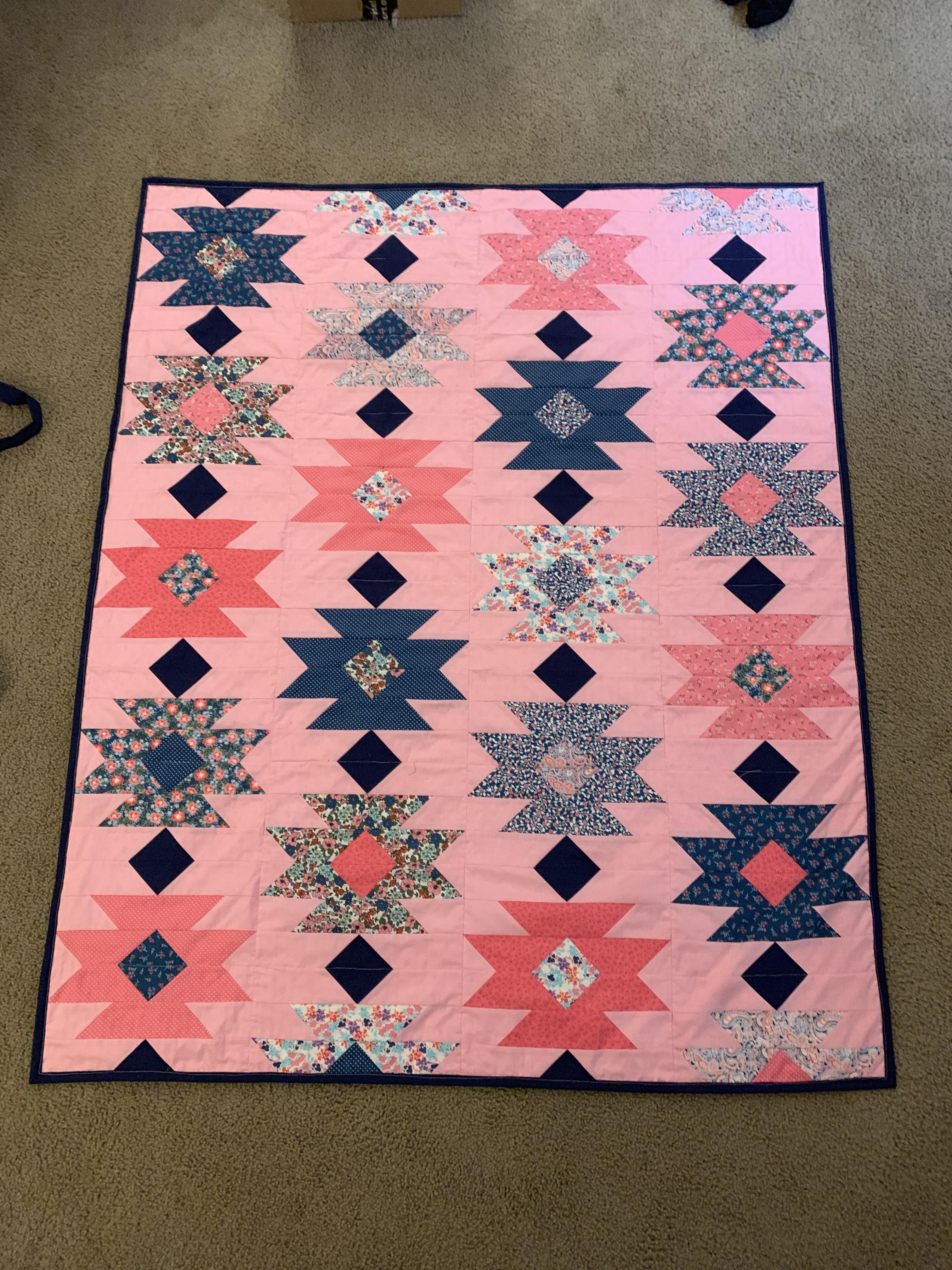 Finished a little baby blanket for my bestie. She asked for Navy and