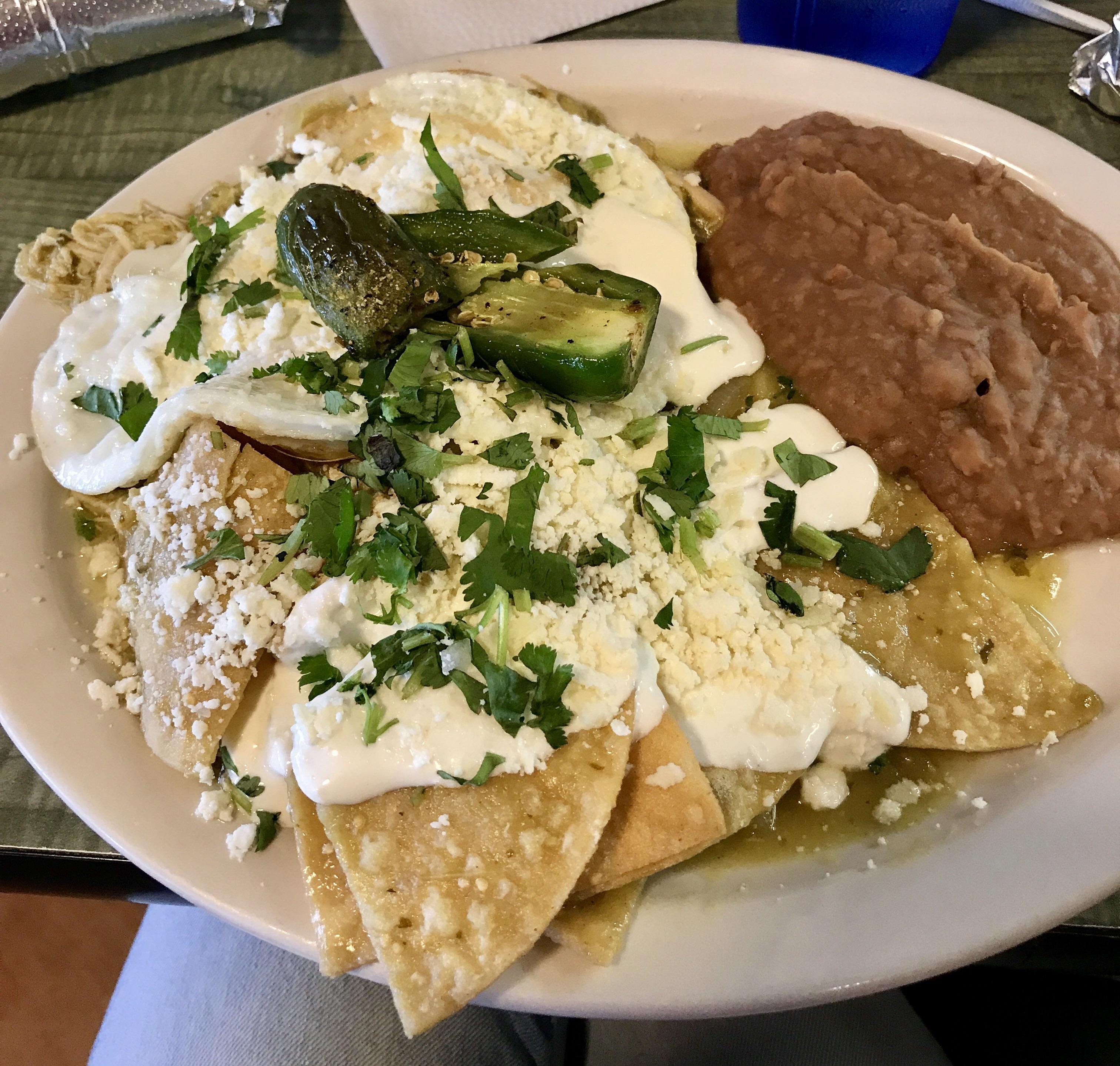 Chilaquiles Verdes in San Antonio, Texas. Breakfast in Texas. Best I've