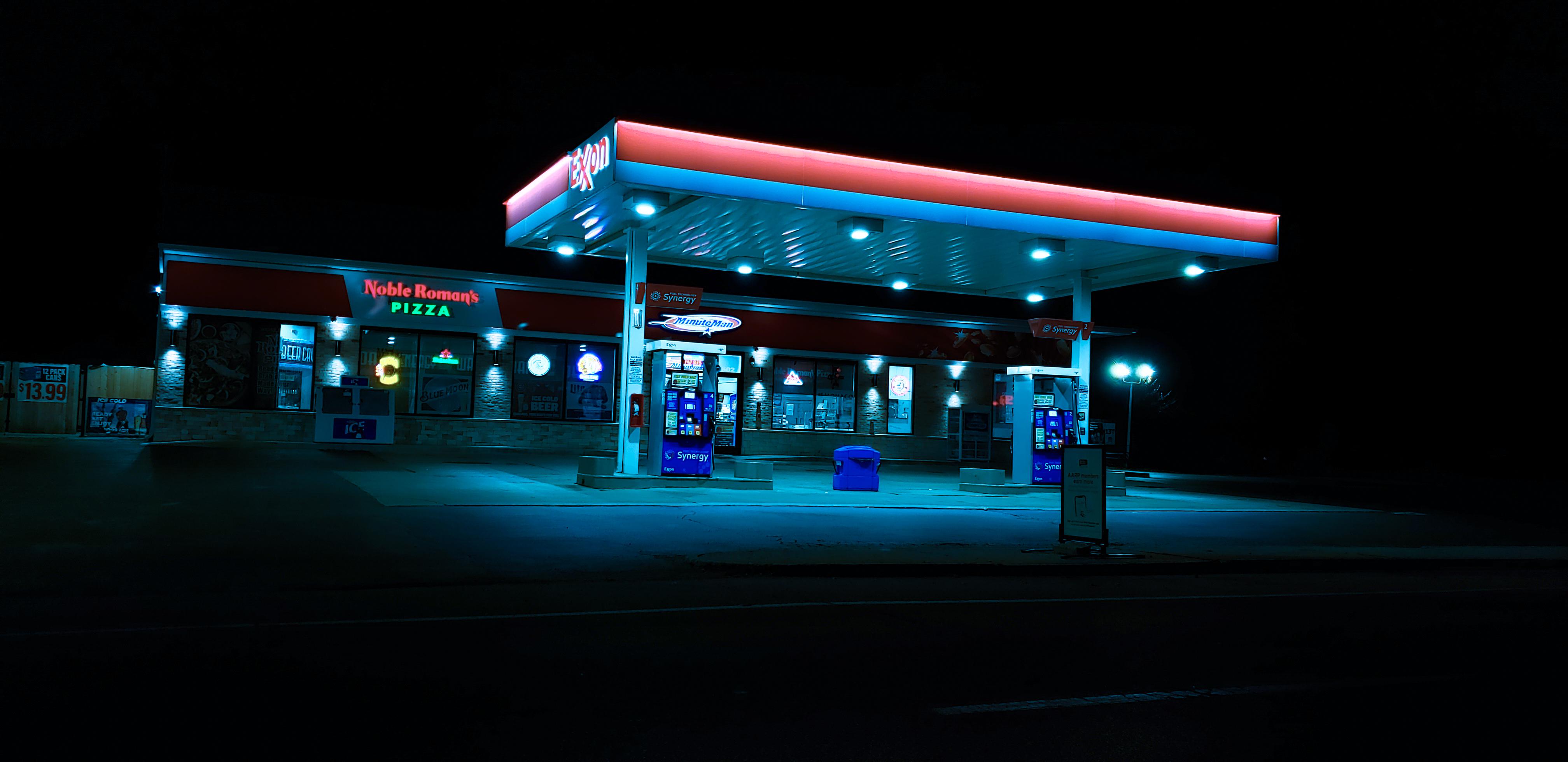 Gas station in my city looks like a dark crime scene out of a movie