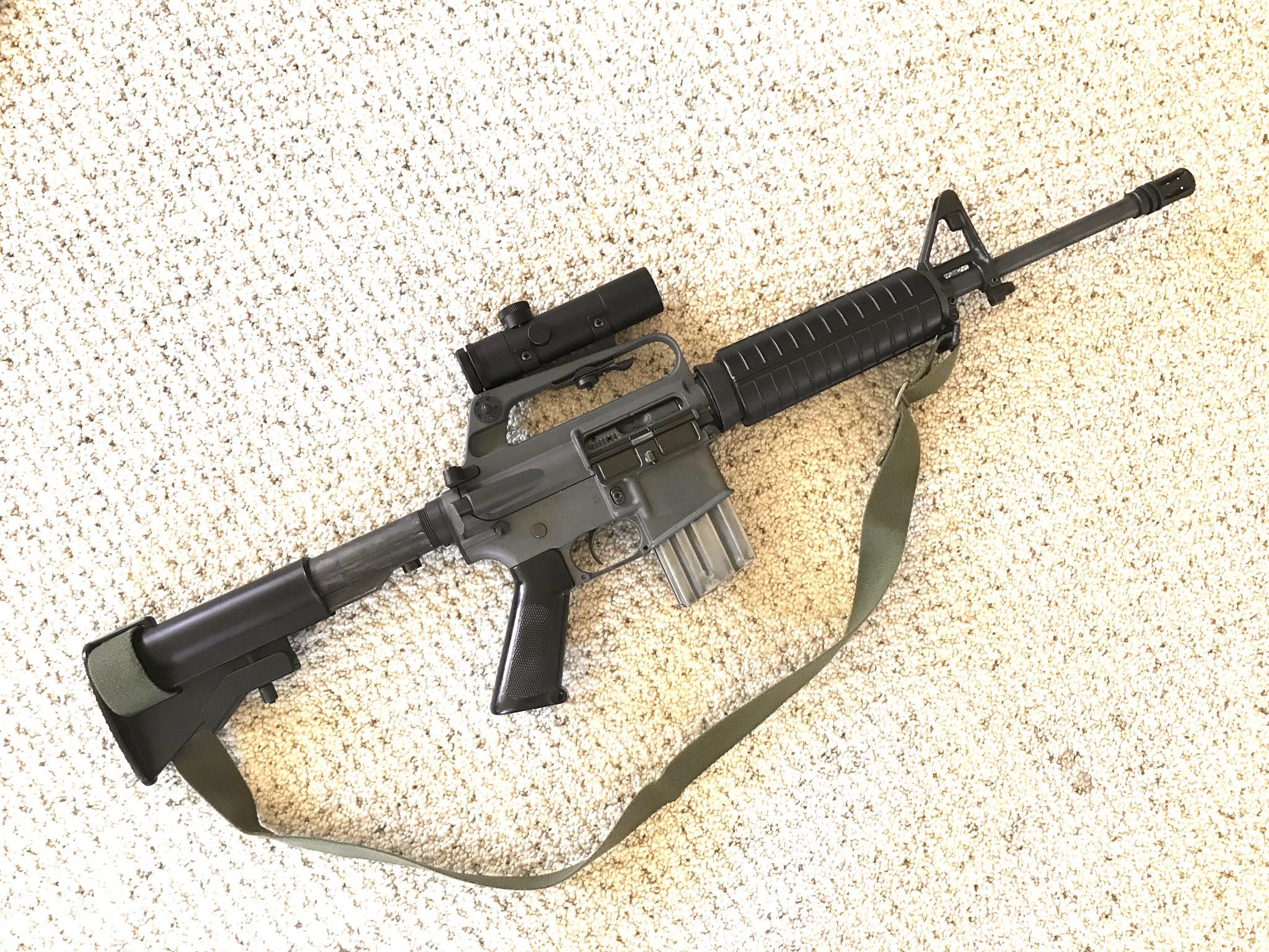 Replica Colt 4X20 scope finally came in. My Retro AR Carbine is