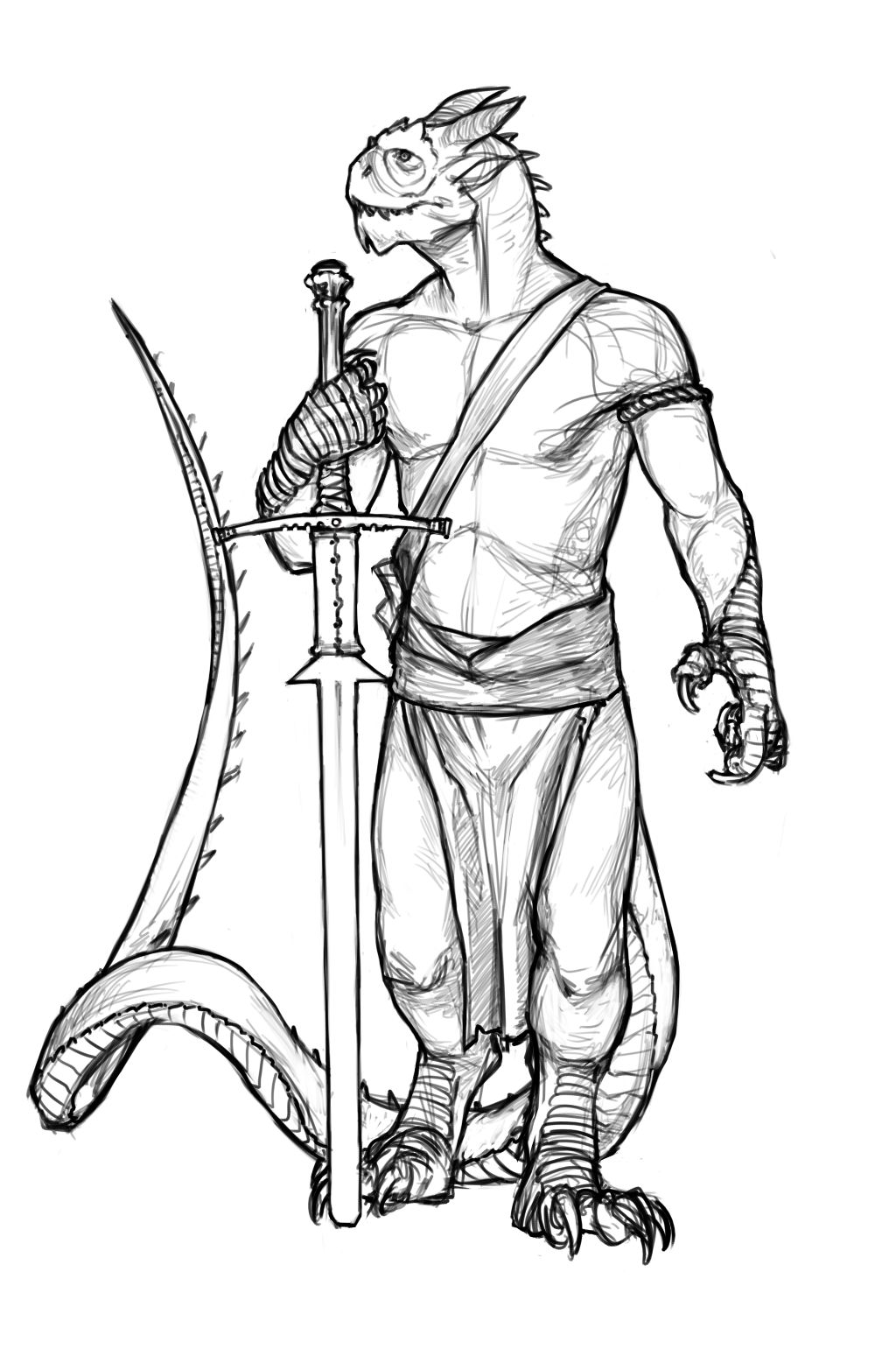 [Art] One of my friends drew my D&D character (Dragonborn Barbarian) DnD