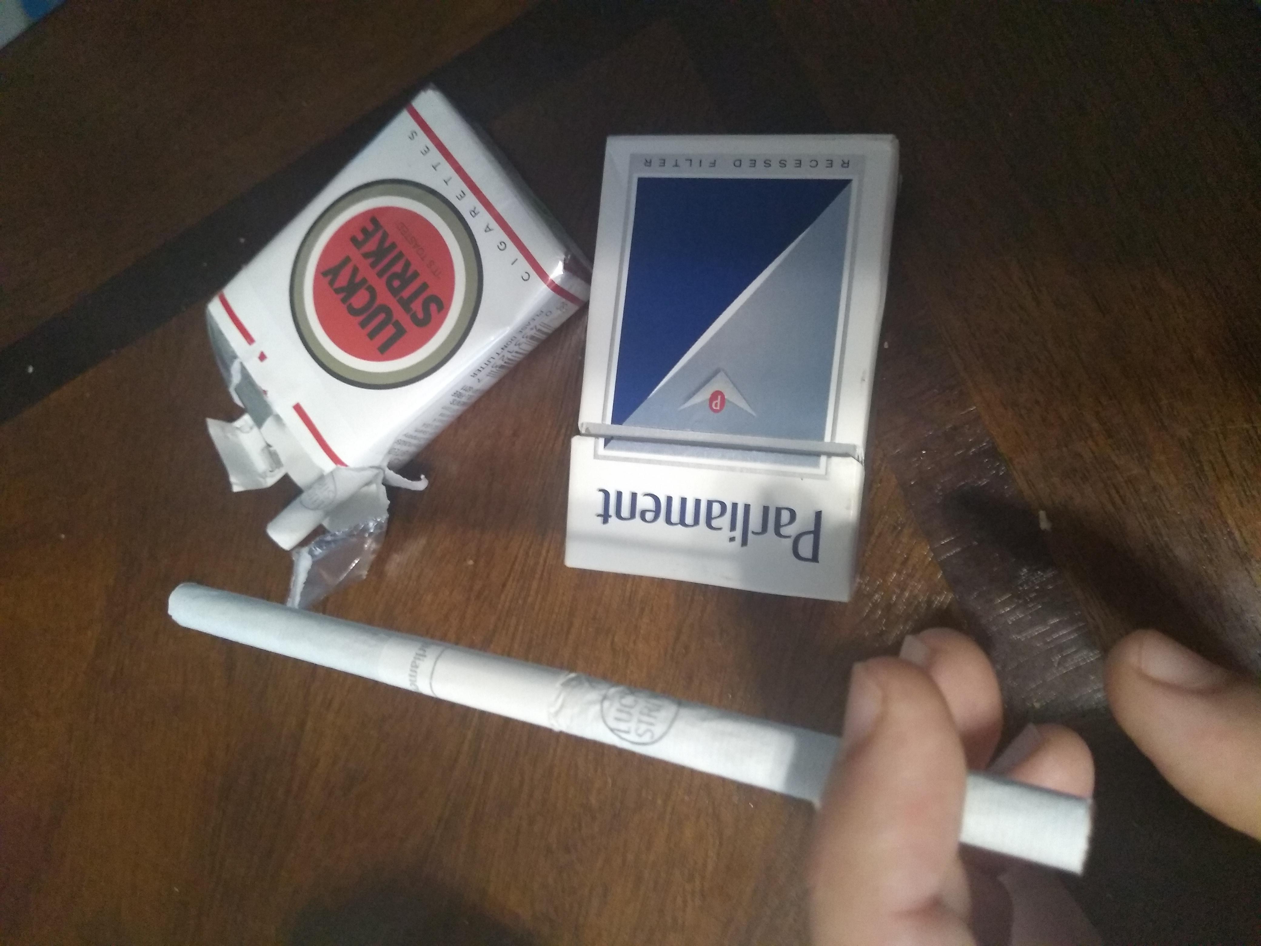 The cigarette of true power. (Lucky Strike stuffed into the recessed