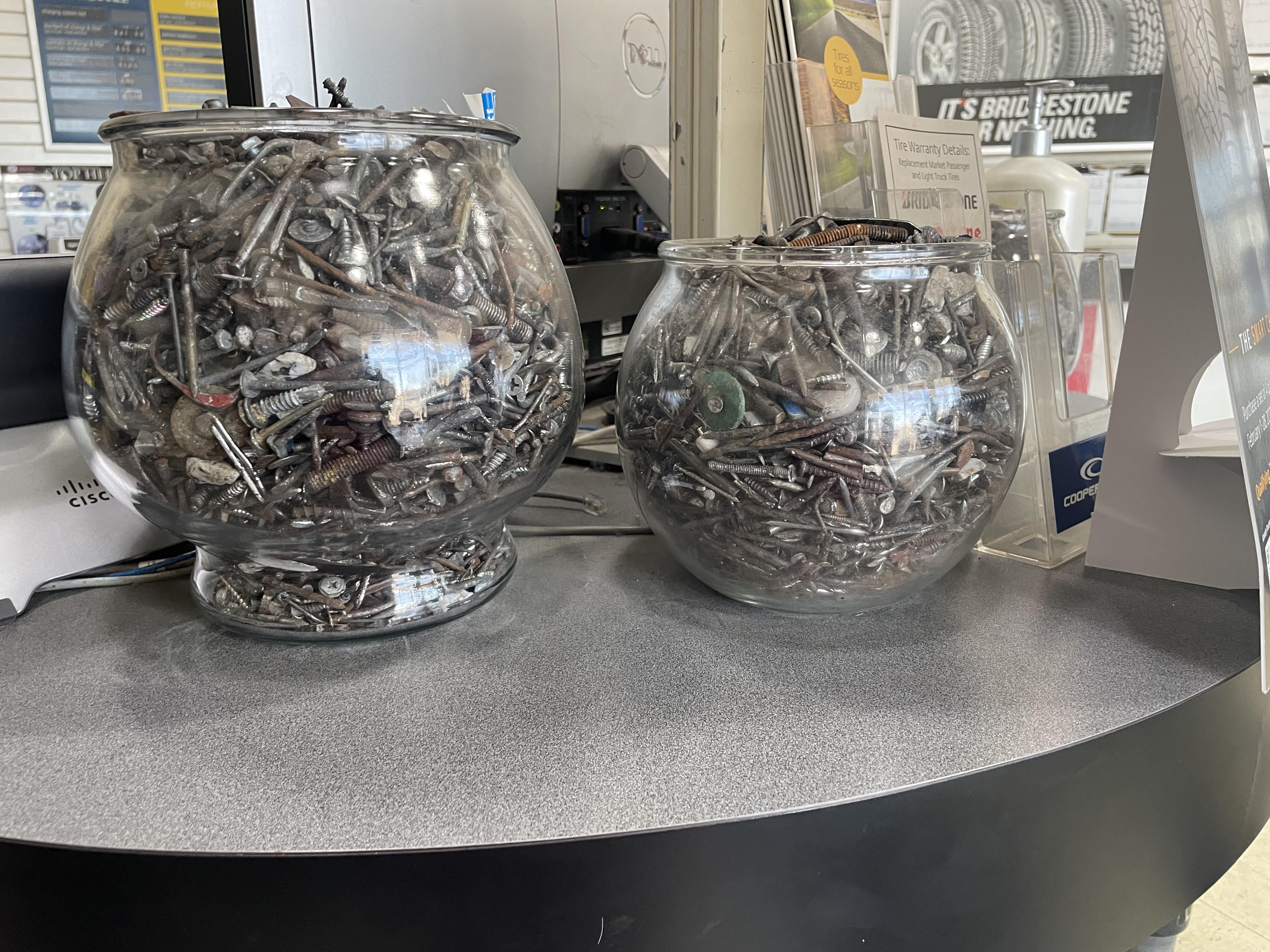 My local tire shop keeps all the stuff they pull out of tires : r