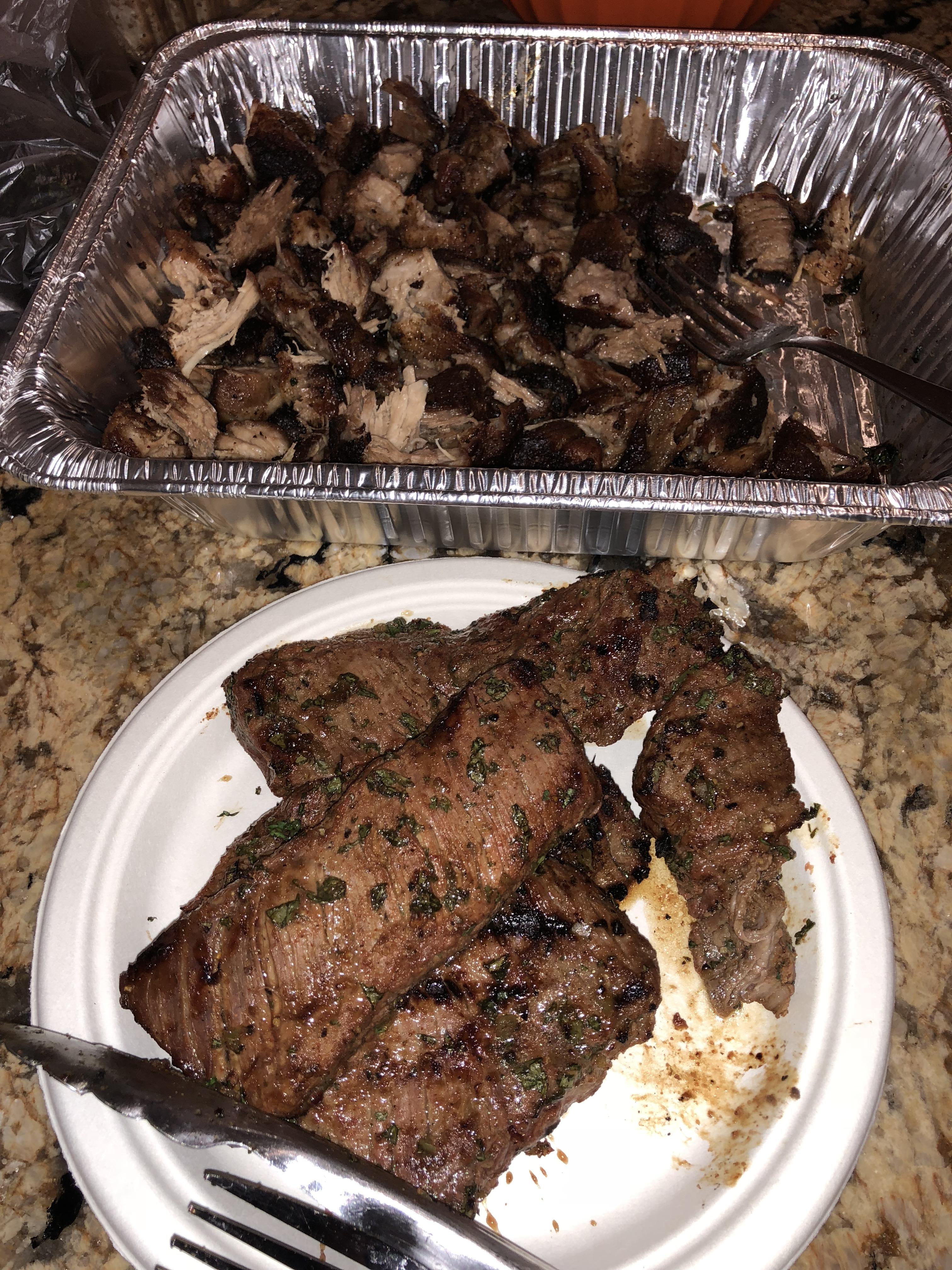 Carne Asada steaks and pork carnitas, gonna Down some Casamigos añejo