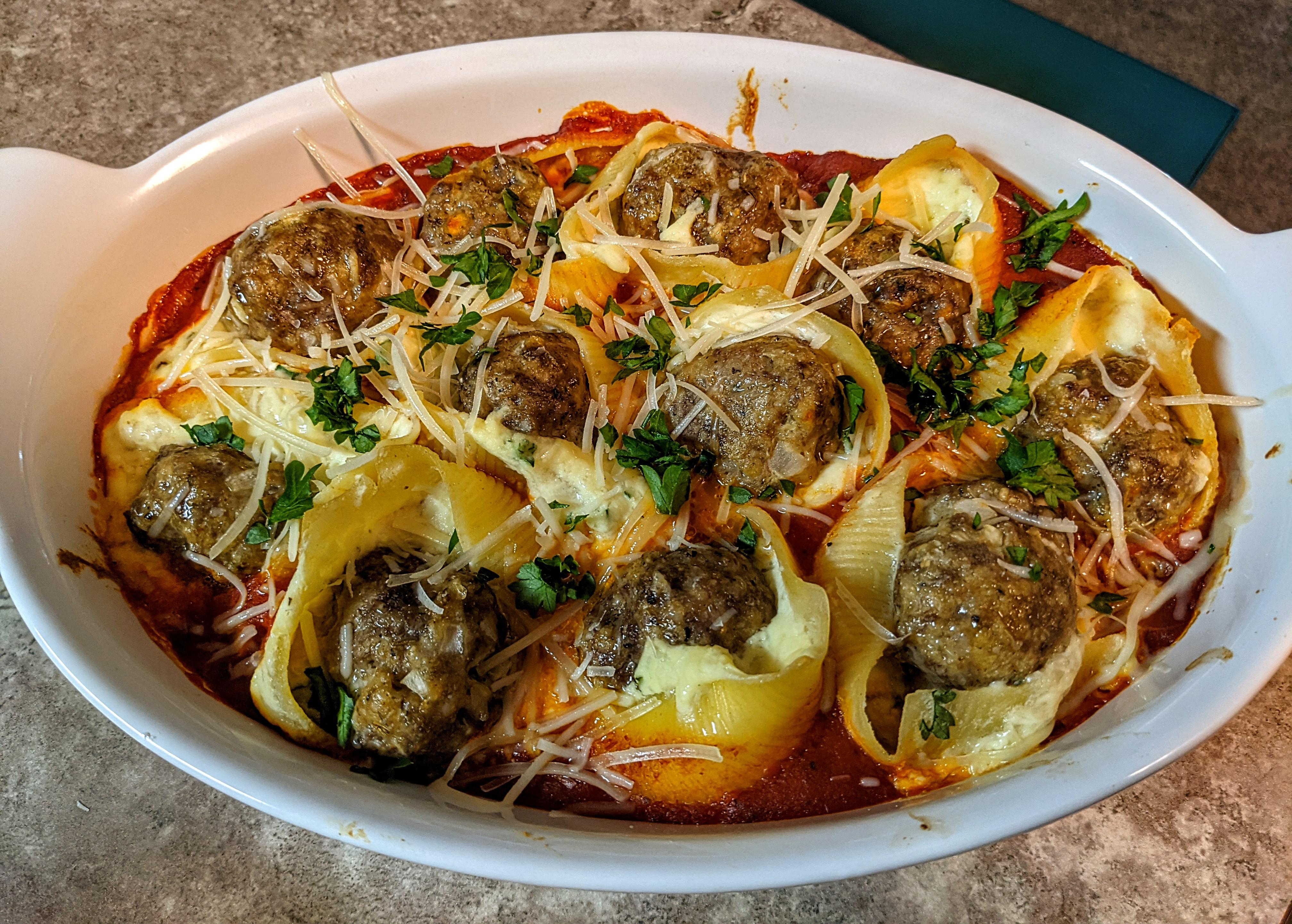 [Homemade] Ricotta and Meatball Stuffed Shells r/food