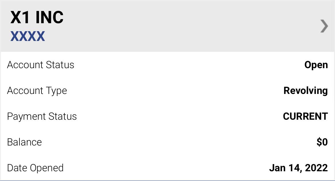 I got my X1 card back in Jan and it’s officially reporting to Experian