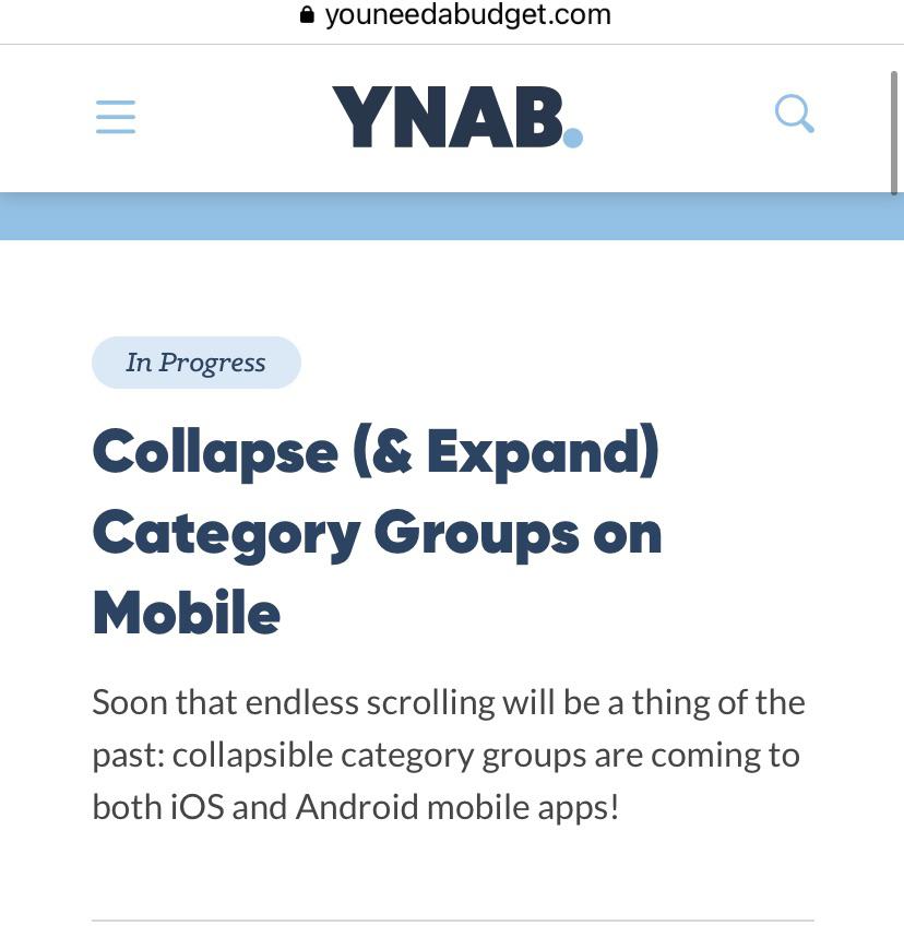 Collapse Categories on mobile coming!! r/ynab