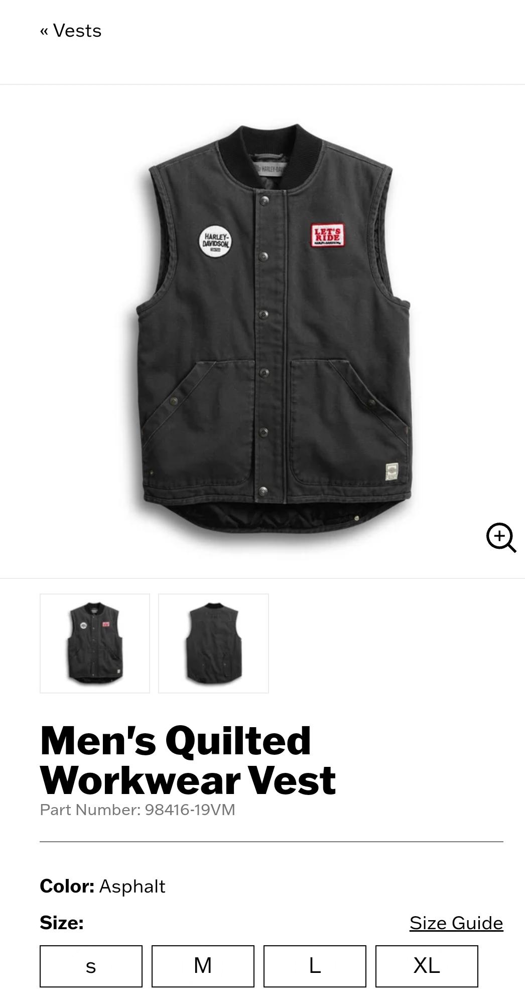 Harley Quilted Workwear Vest anyone have a large they are willing to