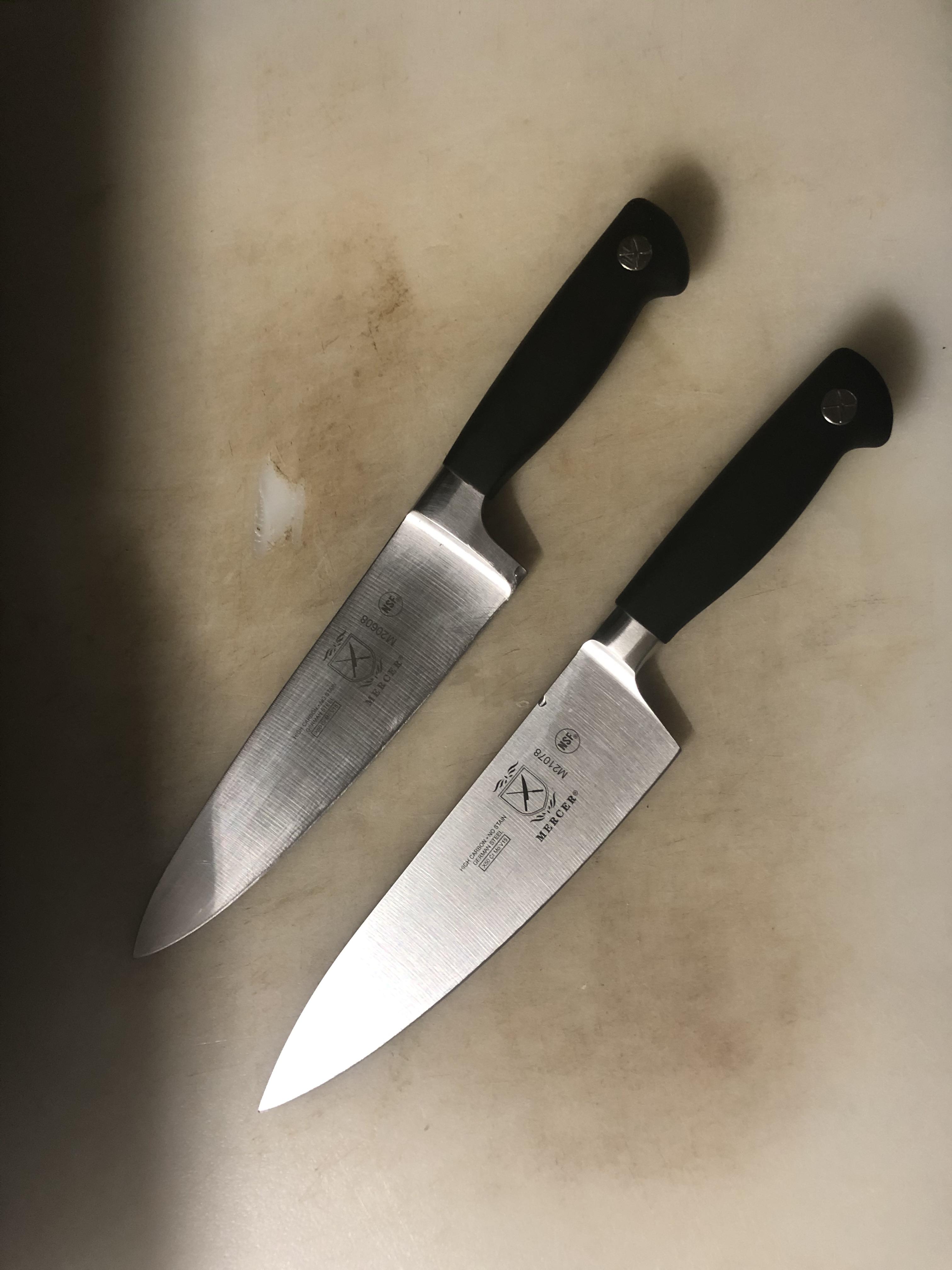 My chefs Mercer Genesis full bolster vs my short bolster Genesis. He’s