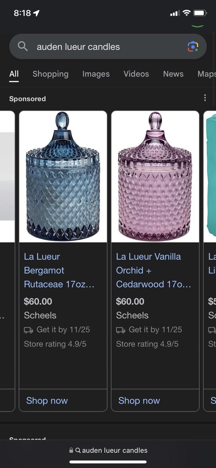 So I googled “Auden lueur candles” and got… almost the exact same thing