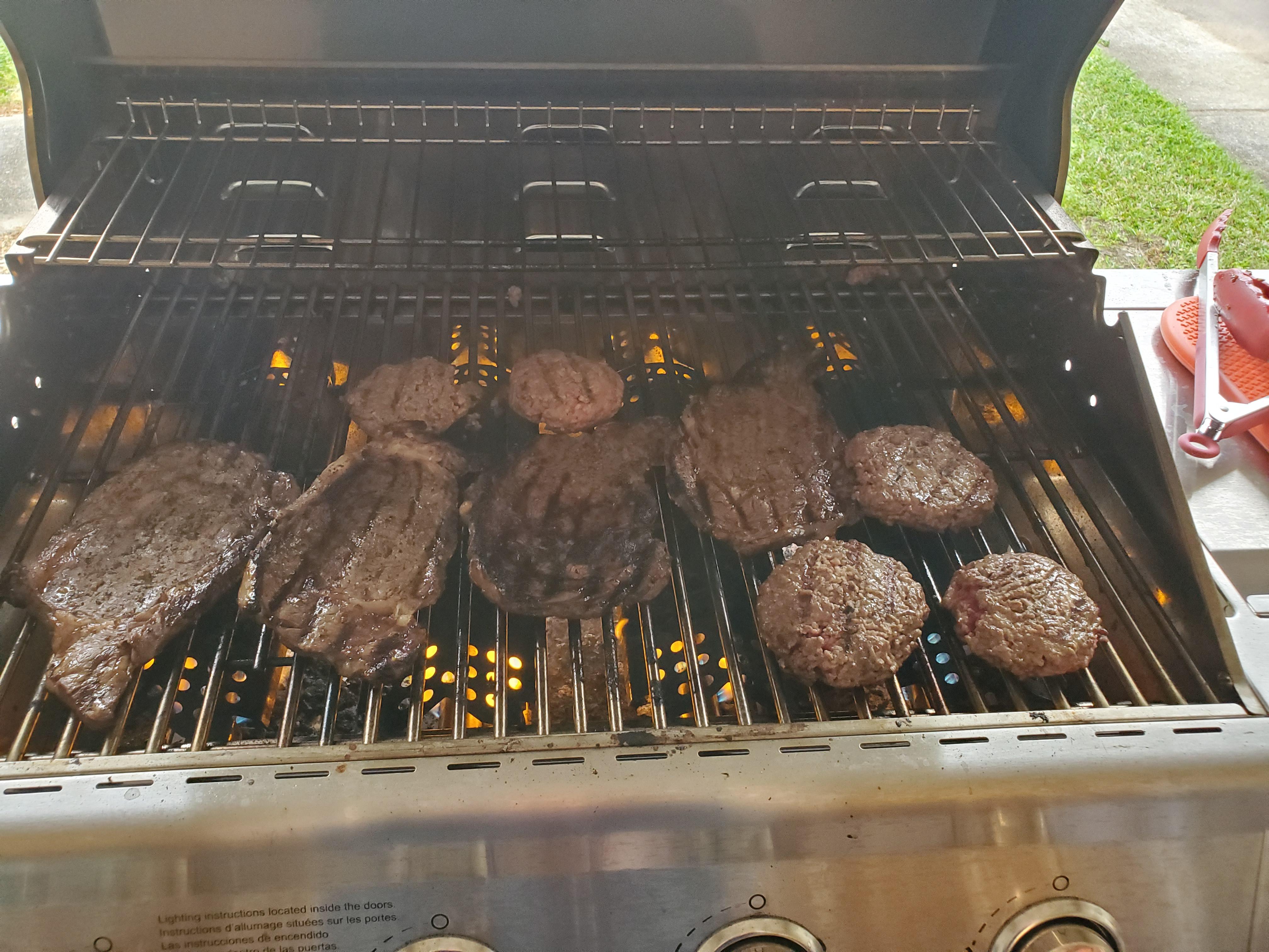 Ribeyes and ribeye burgers for dinner new to grilling and loving it