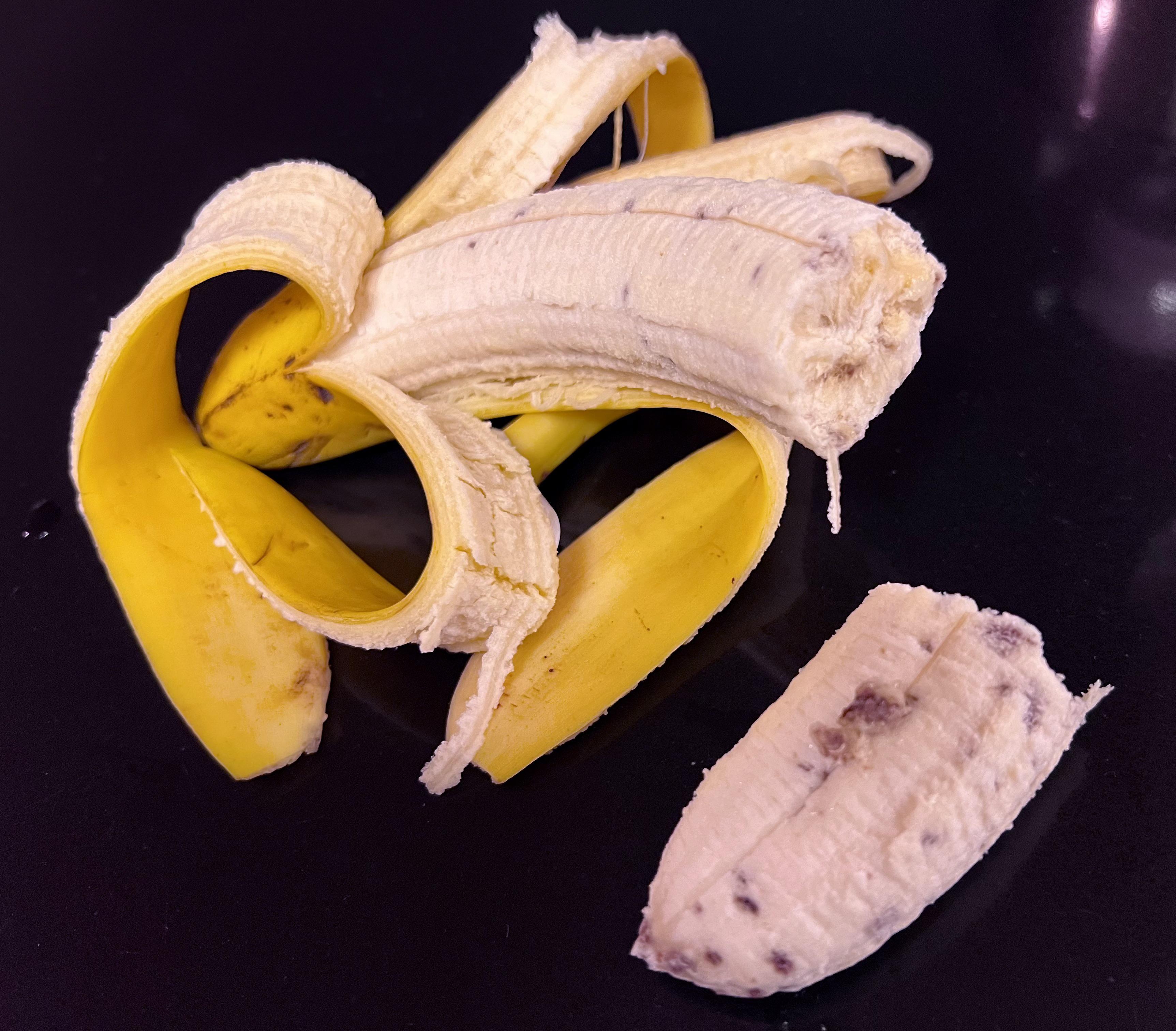 Spots on banana flesh exclusively. r/foodsafety
