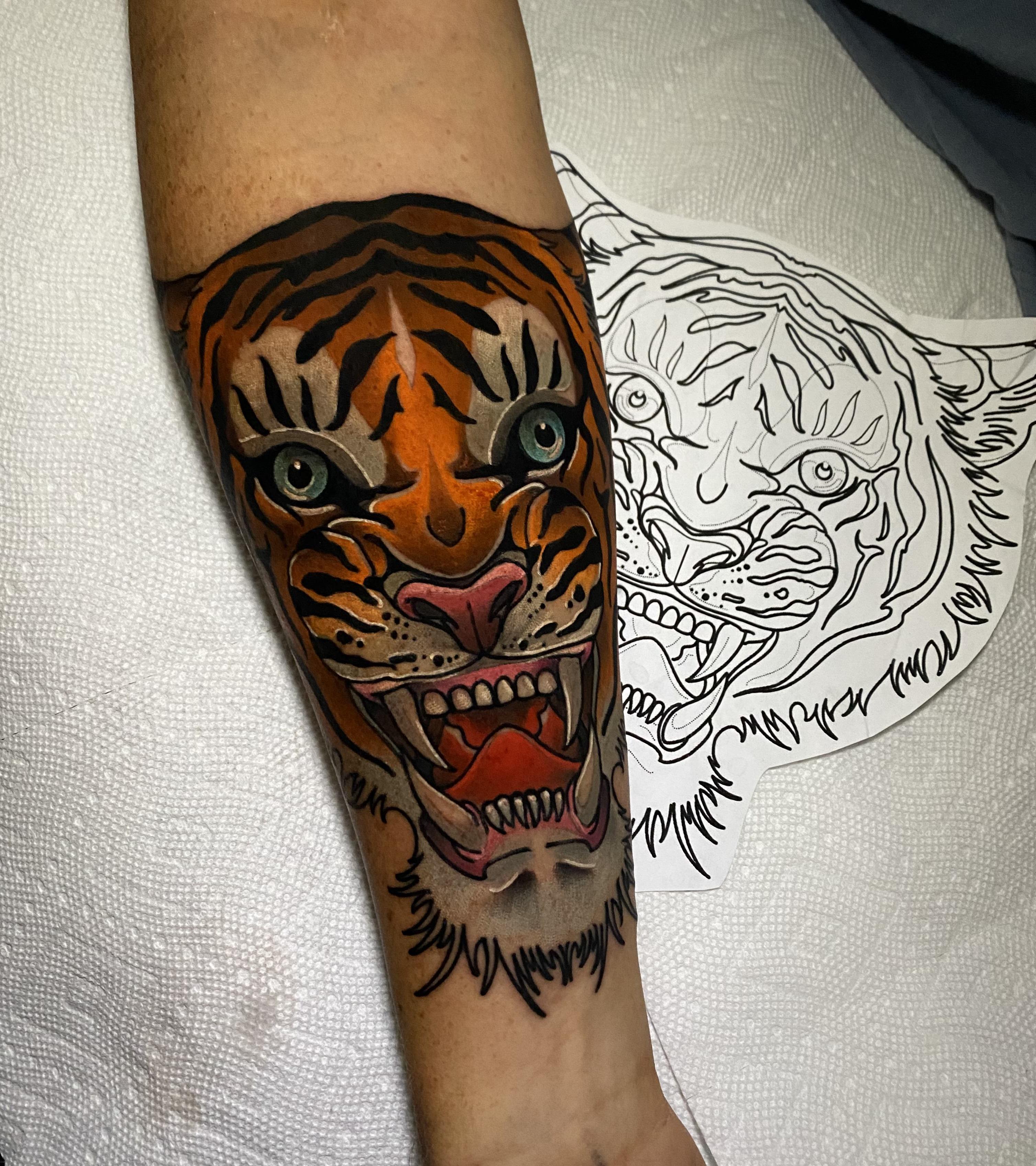 Tiger by Jason Barresi at Spring Street Tattoo in Jeffersonville, IN