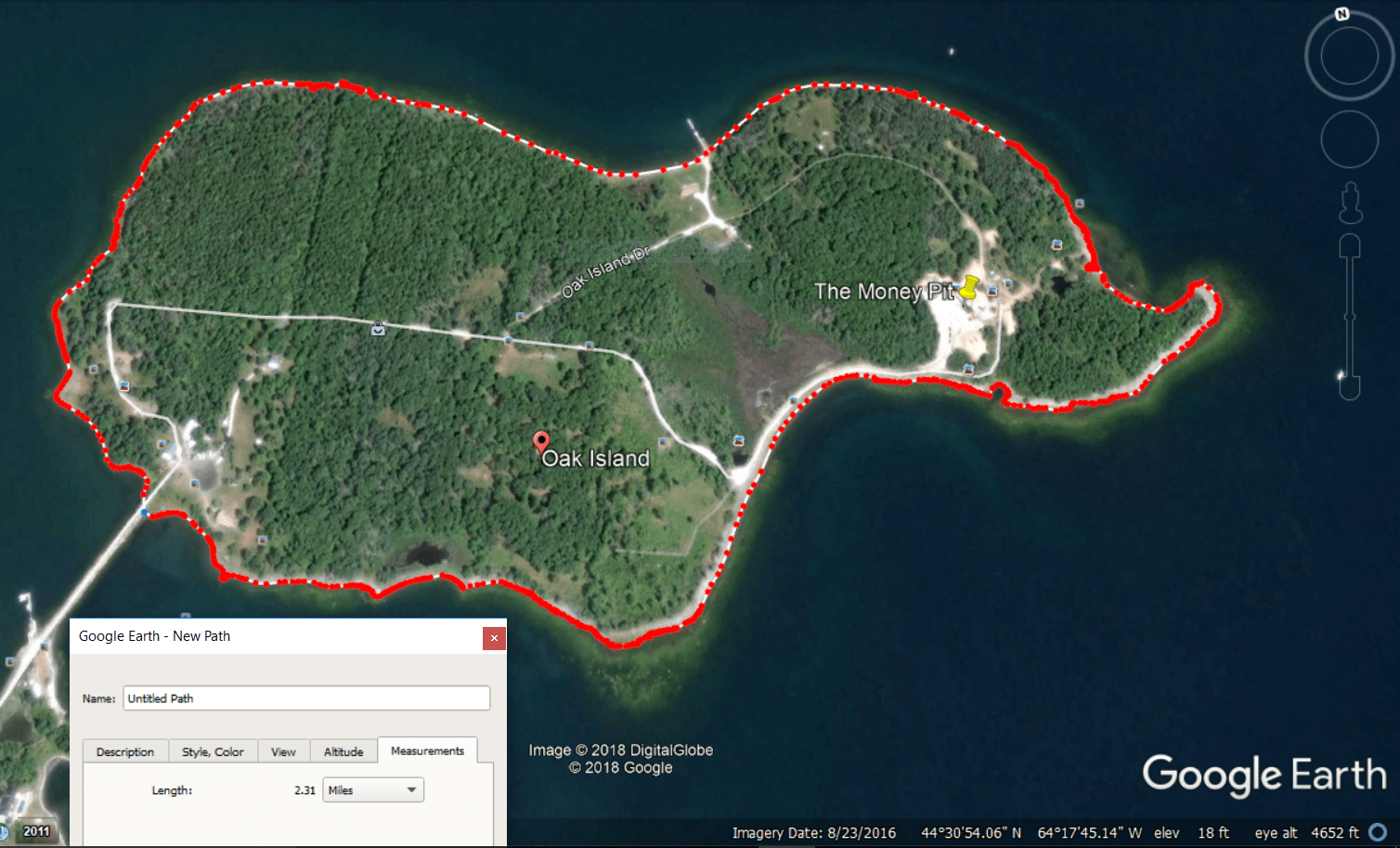 The coast line of Oak Island is exactly 2.31 miles. r/OakIsland