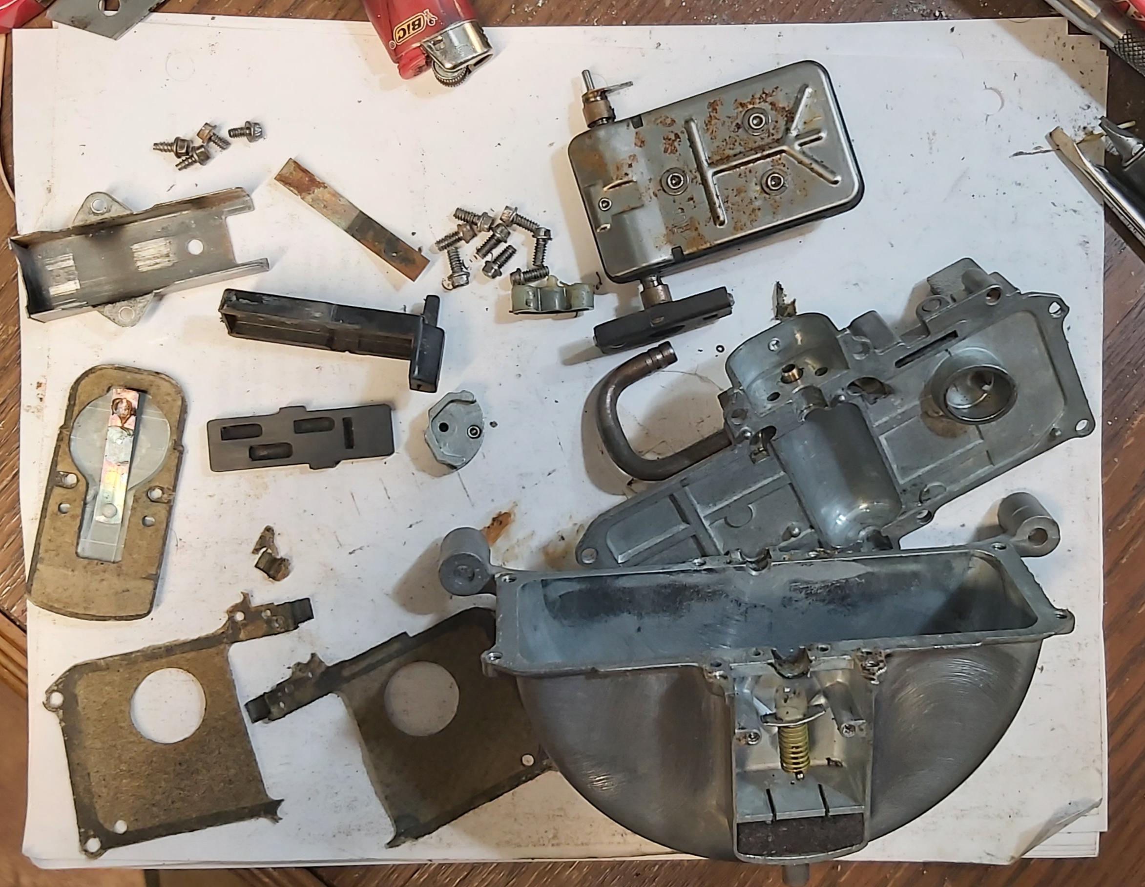 The insides of a Trico vacuum wiper motor for a '53 Bel Air. r