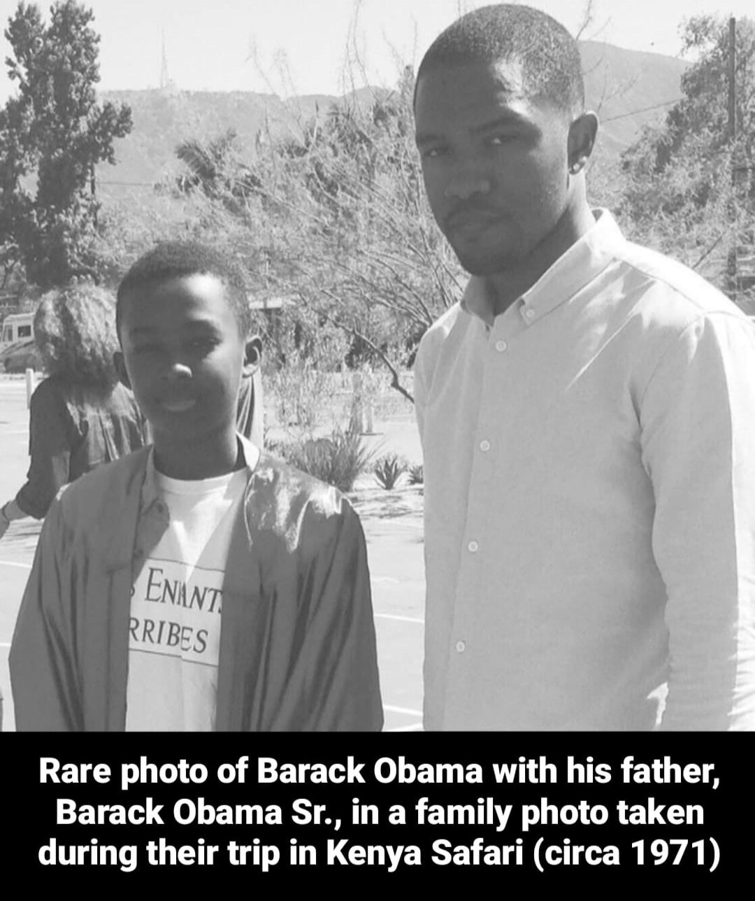 Rare photo of Barack Obama with his father, Barack Obama Sr., in a