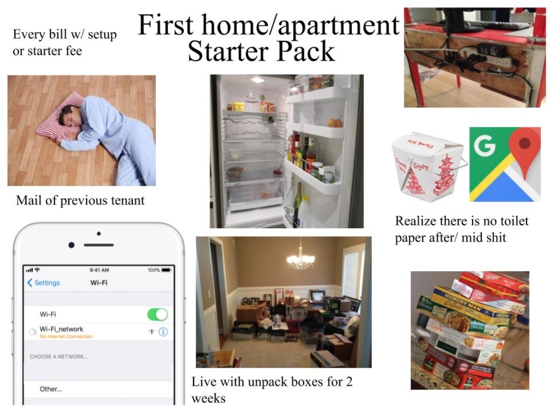 First home/apartment starter pack r/starterpacks