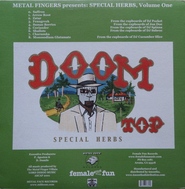 Painted by DOOM for the back of the original Special Herbs Vol. 1 vinyl