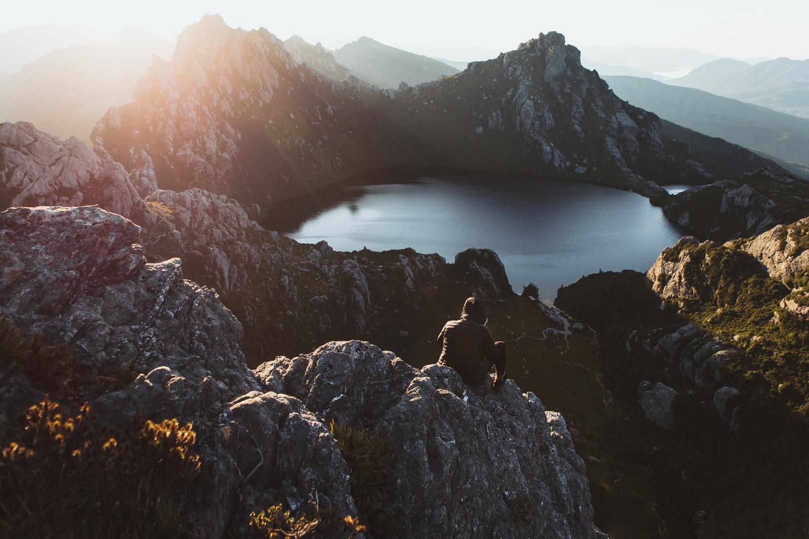 Overlooking lake oberon. The most epic hike in Tasmania r