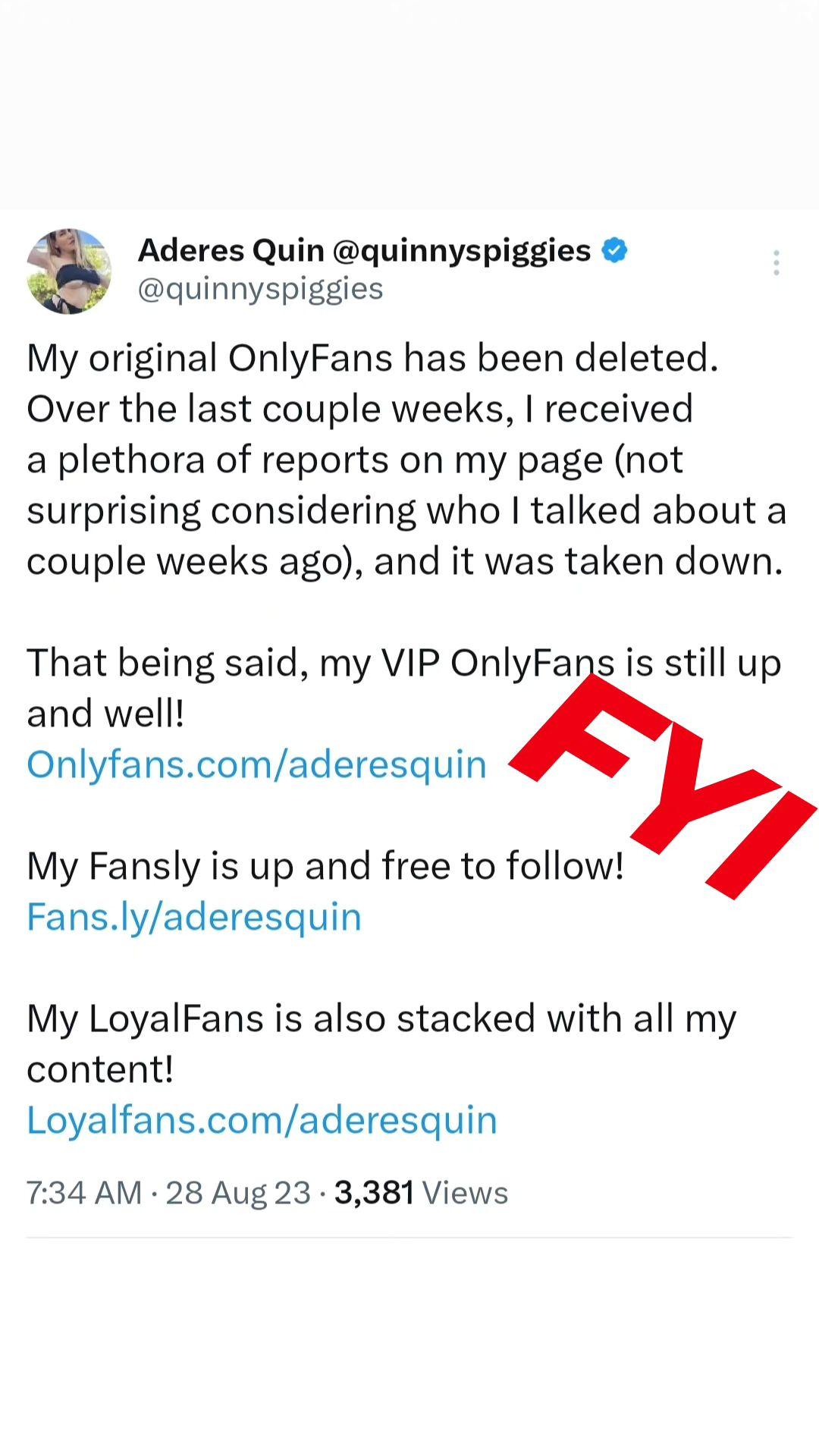 For those who are/were subbed to my onlyfans @quinnyspiggies : u/aderesquin