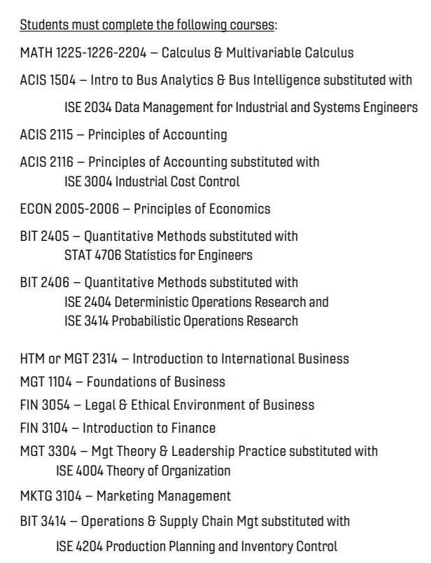 Any ISE majors getting a minor in business? Which upper level classes