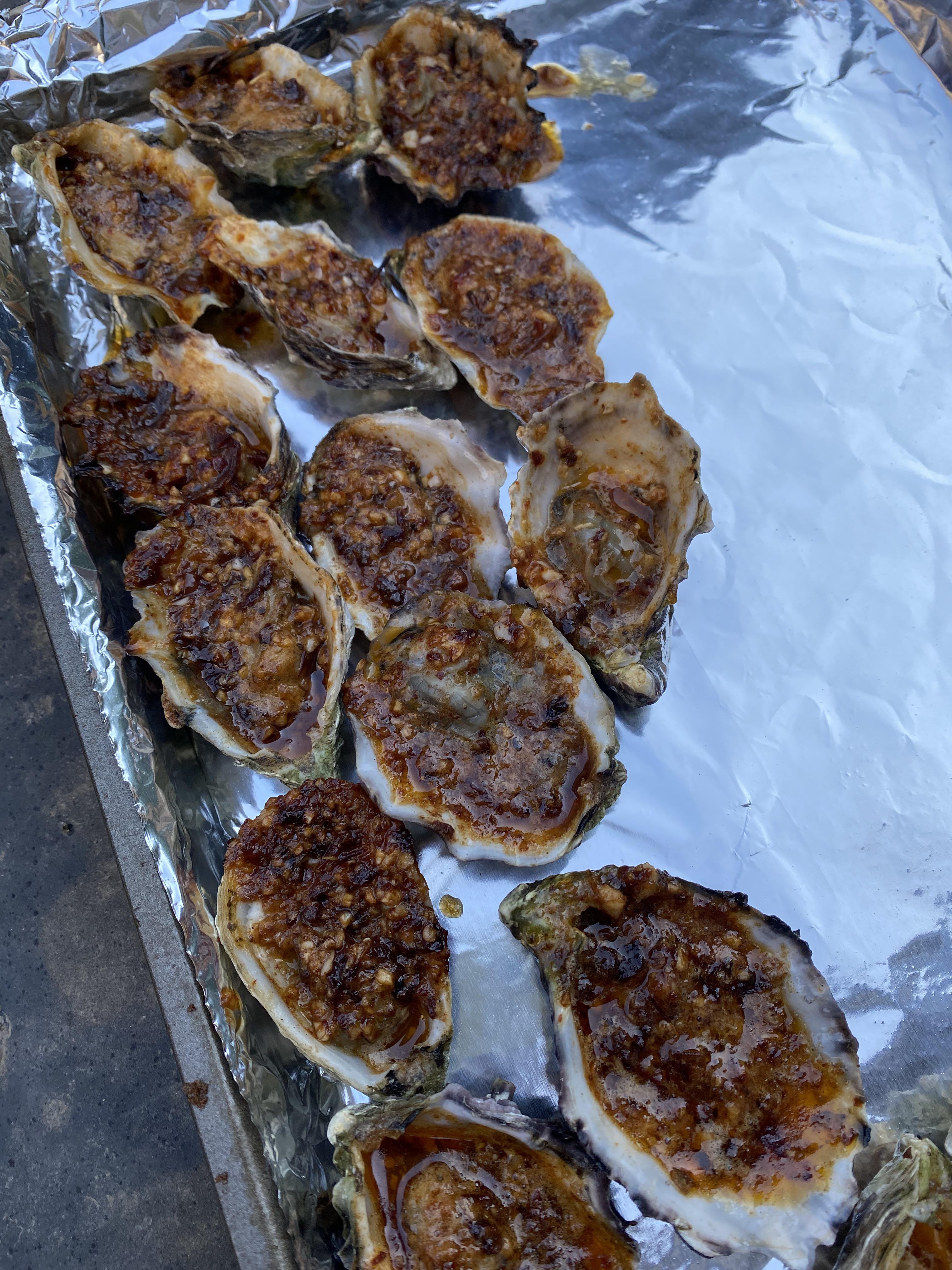 [homemade] Bourbon Butter Grilled Oysters r/food