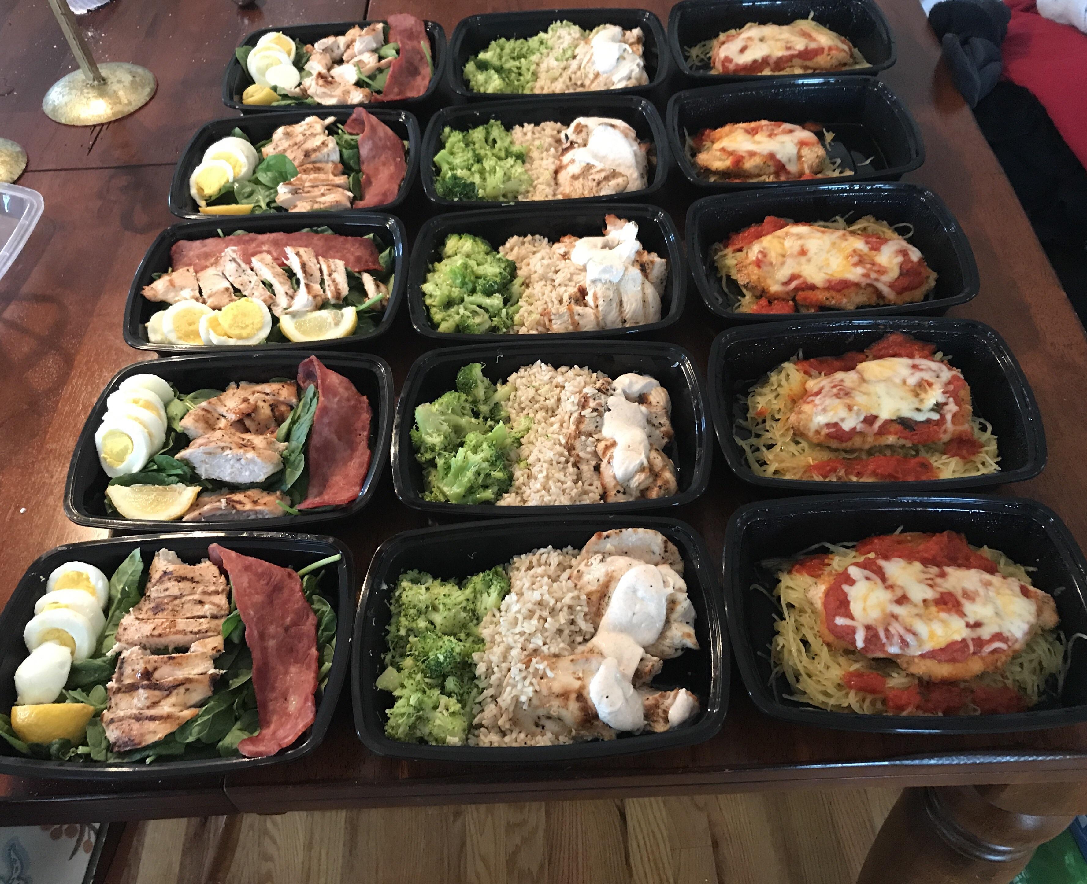 First time meal prep. Tried to keep everything under 500 calories. r
