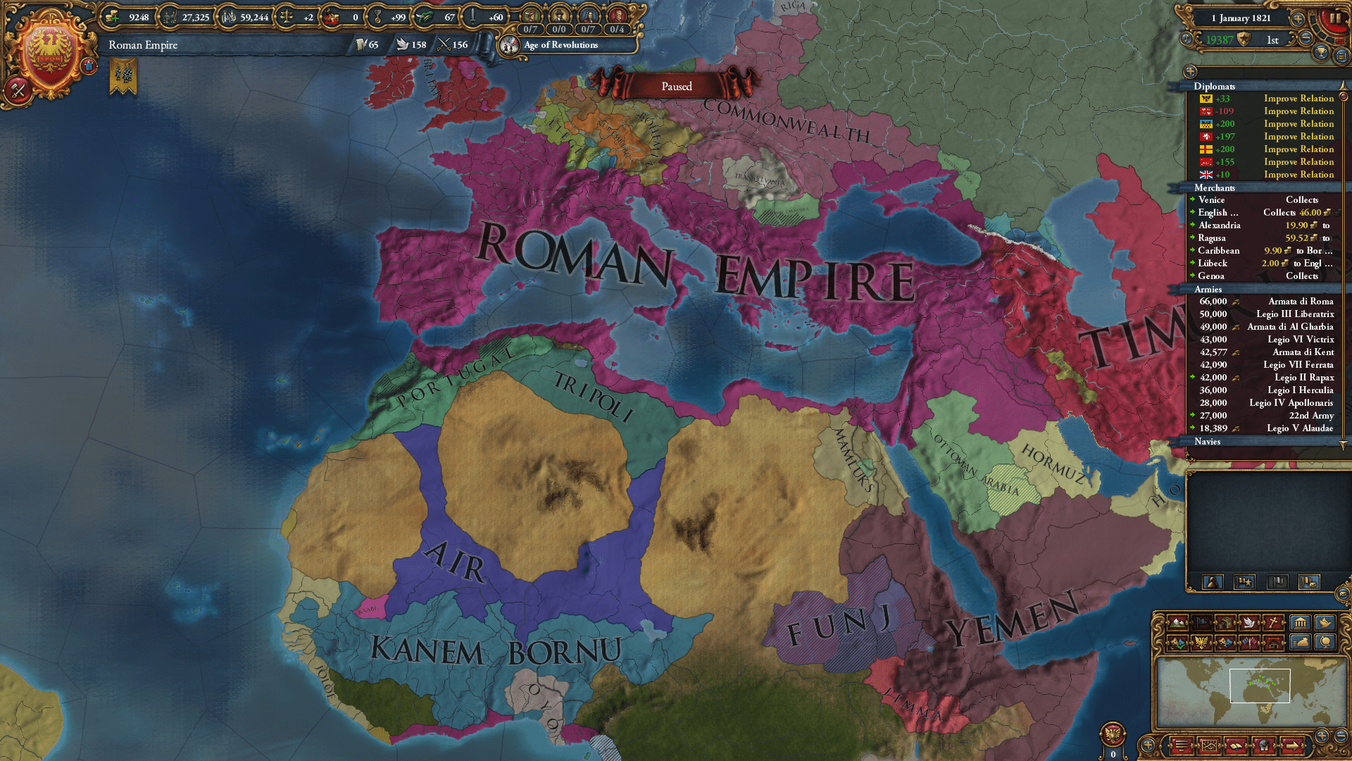 Completed Milan > Italy > Roman Empire, got Mare Nostrum and many other achievements r/eu4