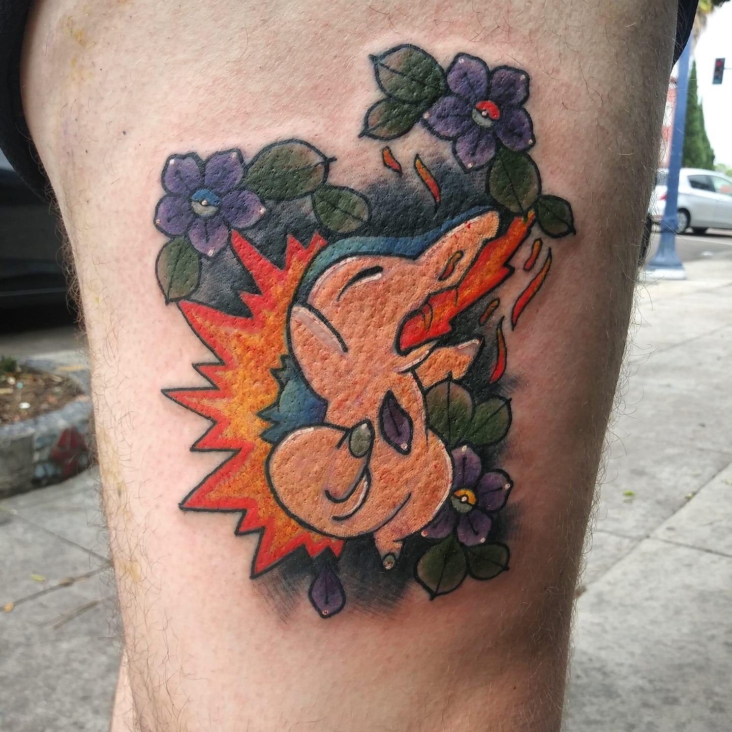 Cyndaquil tattoo I just got done pokemon