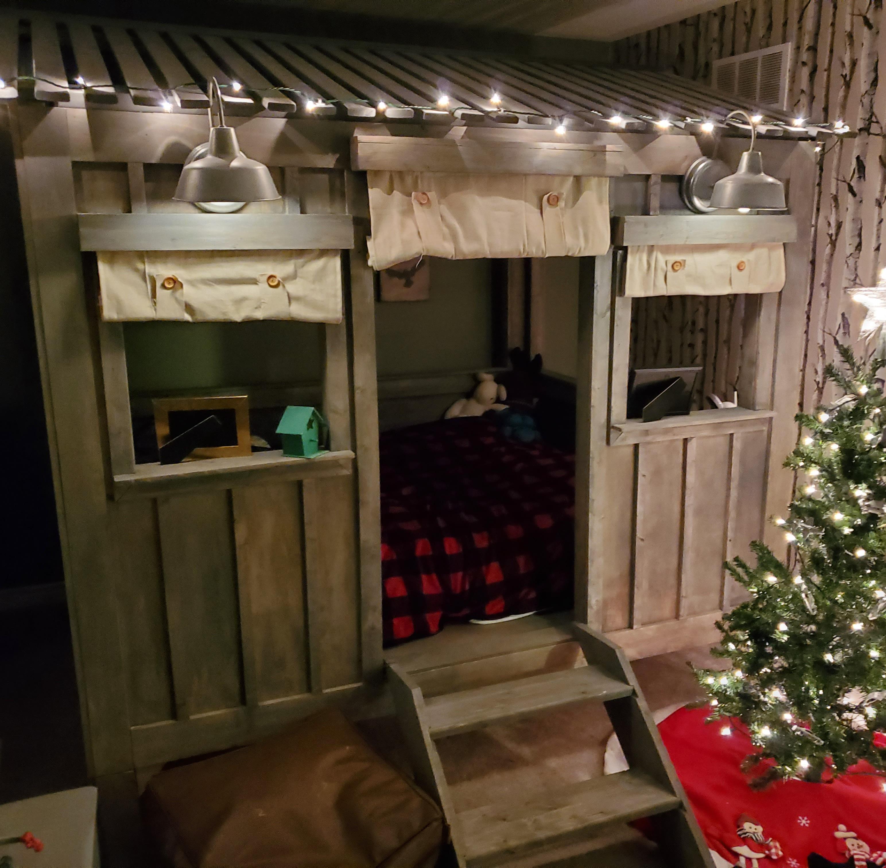 Decorated my son's cabin bed for Christmas this year. He's so excited