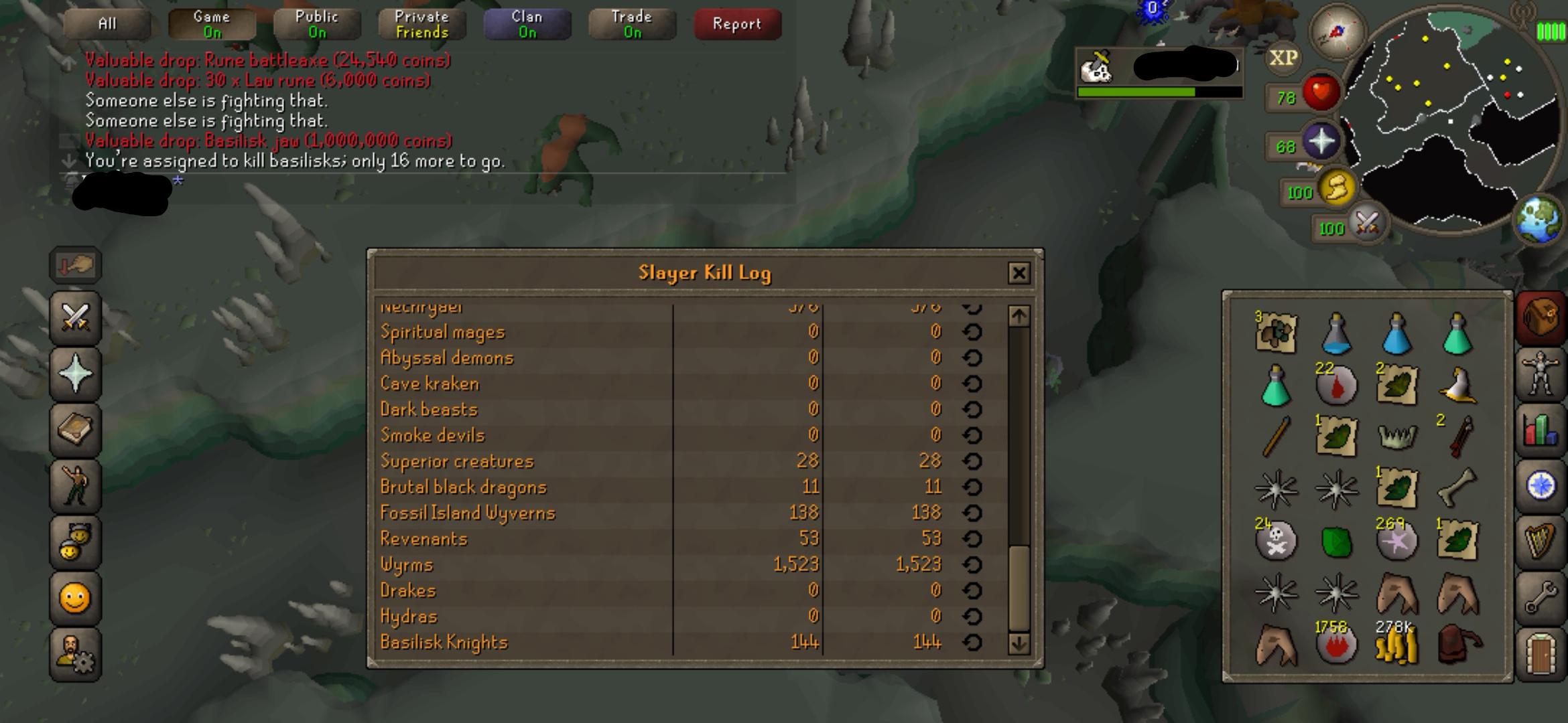 Basilisk Jaw!!! 144kc on the ironman on task. ironscape