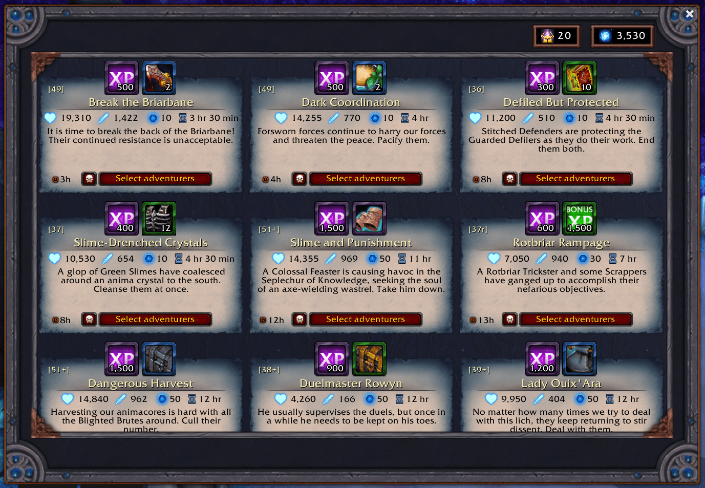 Mayday, mayday XP mission on a Night Fae mission