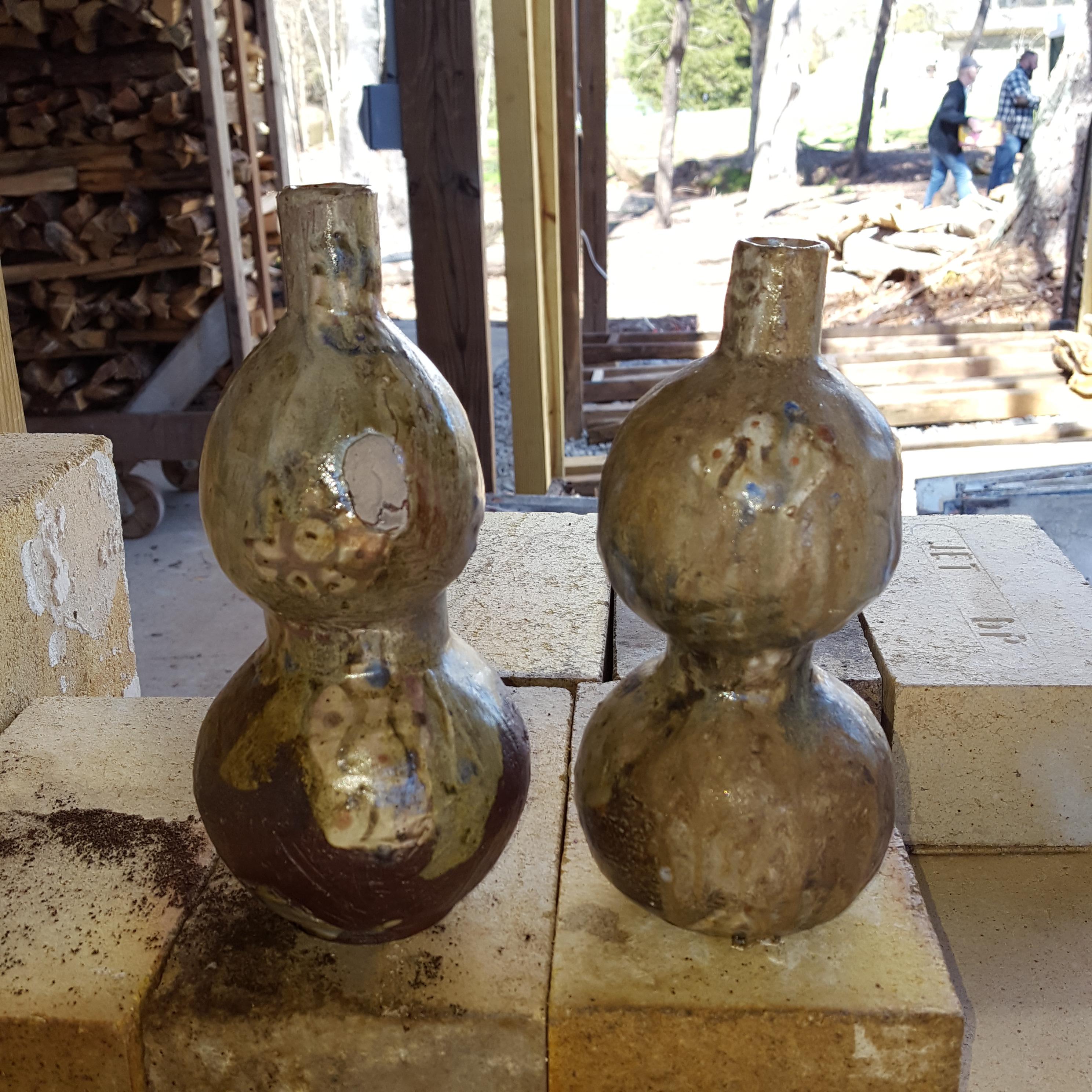 I post the greenware picture the other week. They both were kissed by