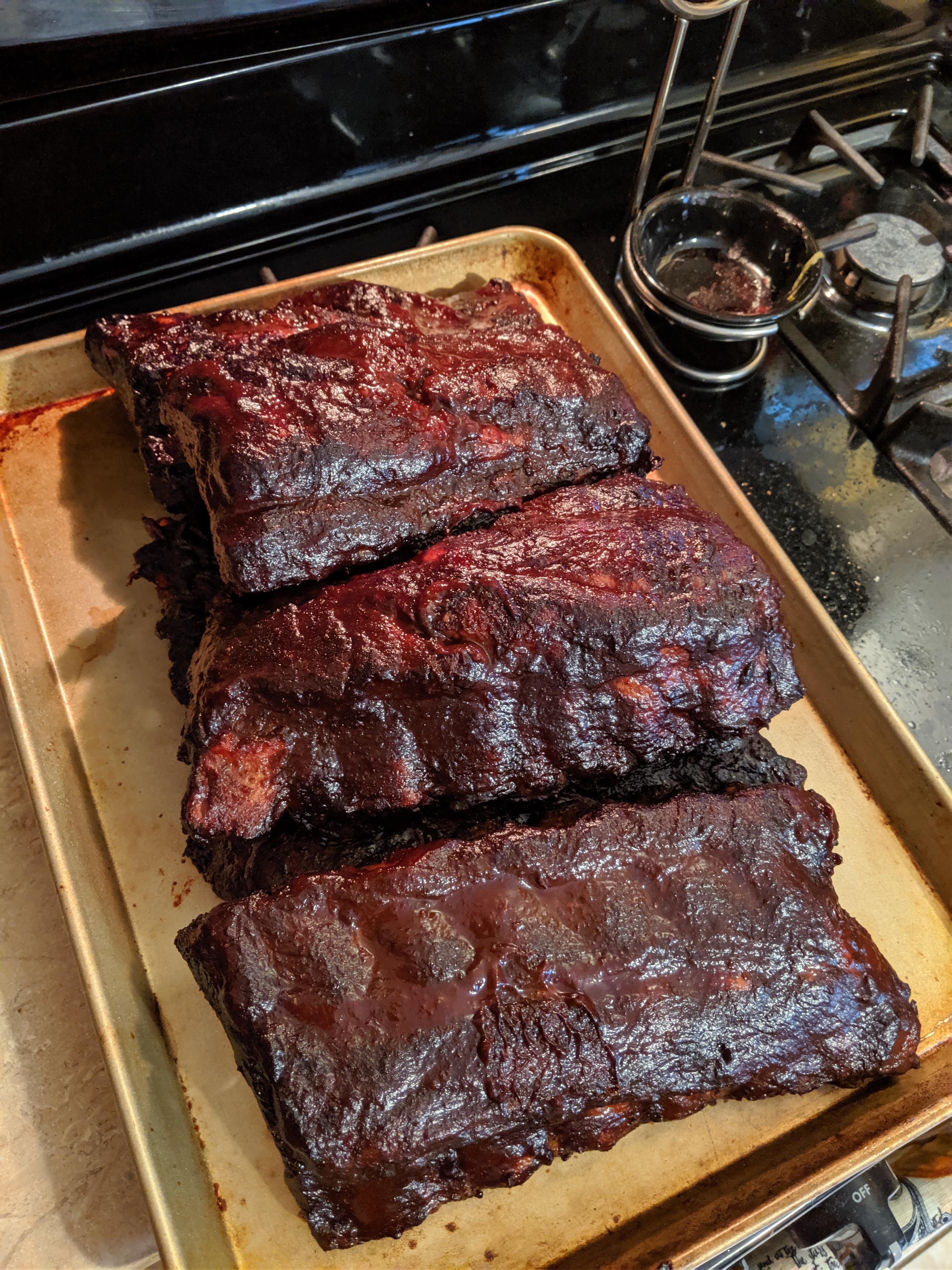 [Homemade] Slow cooked Blackberry BBQ sauce ribs r/food