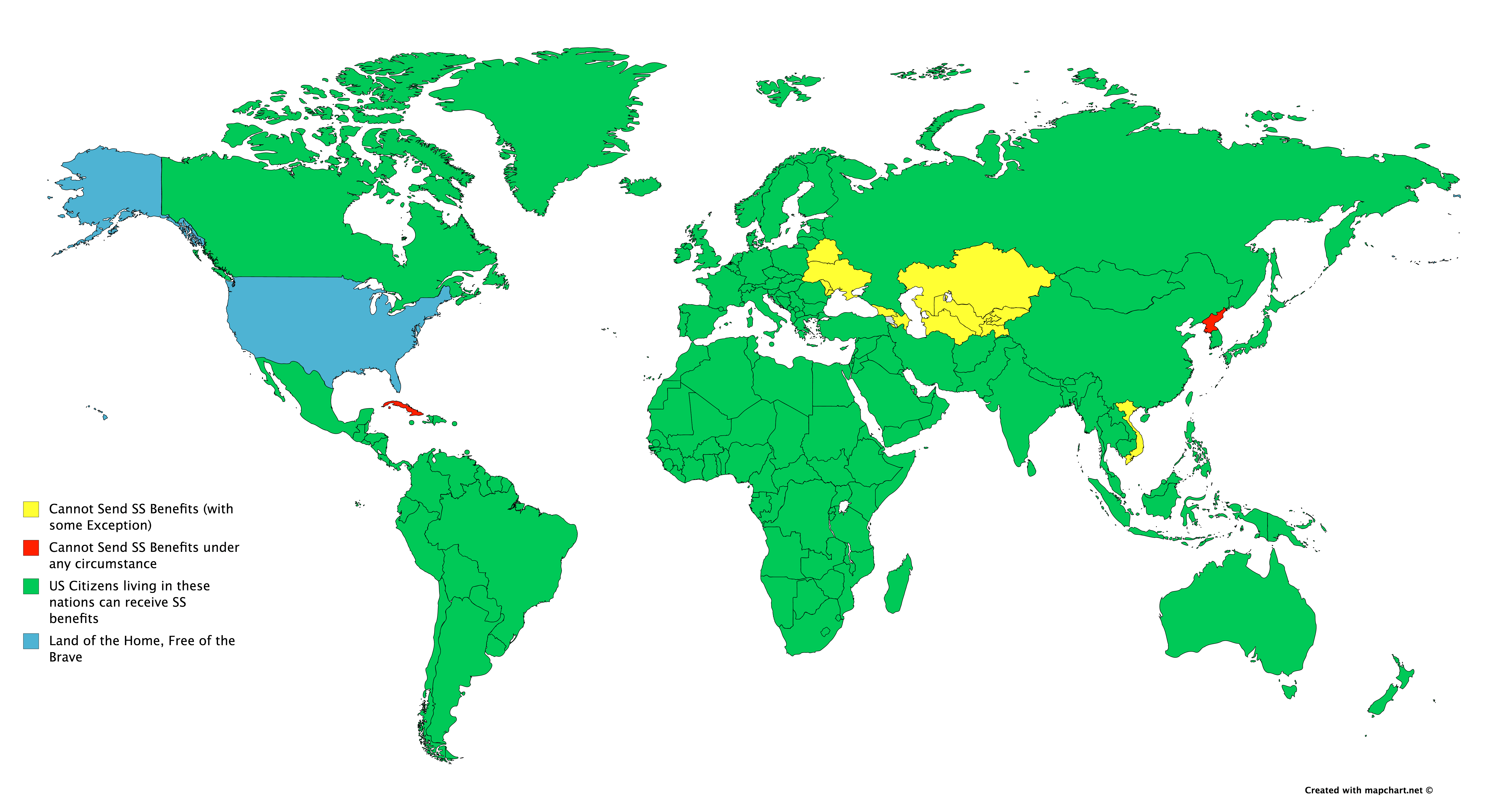 What Countries US Citizens can receive Social Security Benefits if they