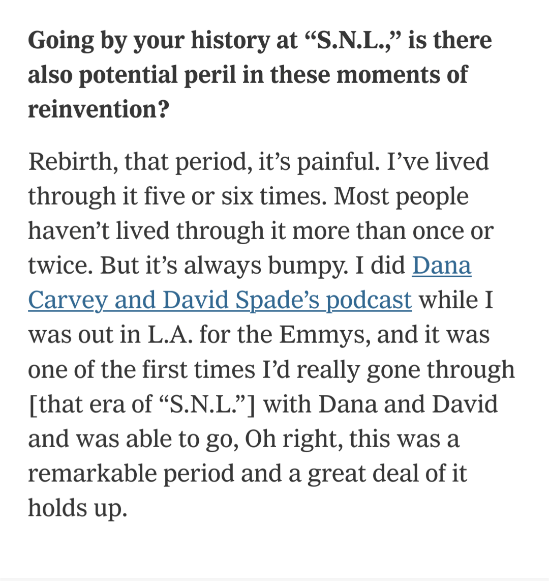 Lorne was interviewed for Fly on the Wall r/LiveFromNewYork