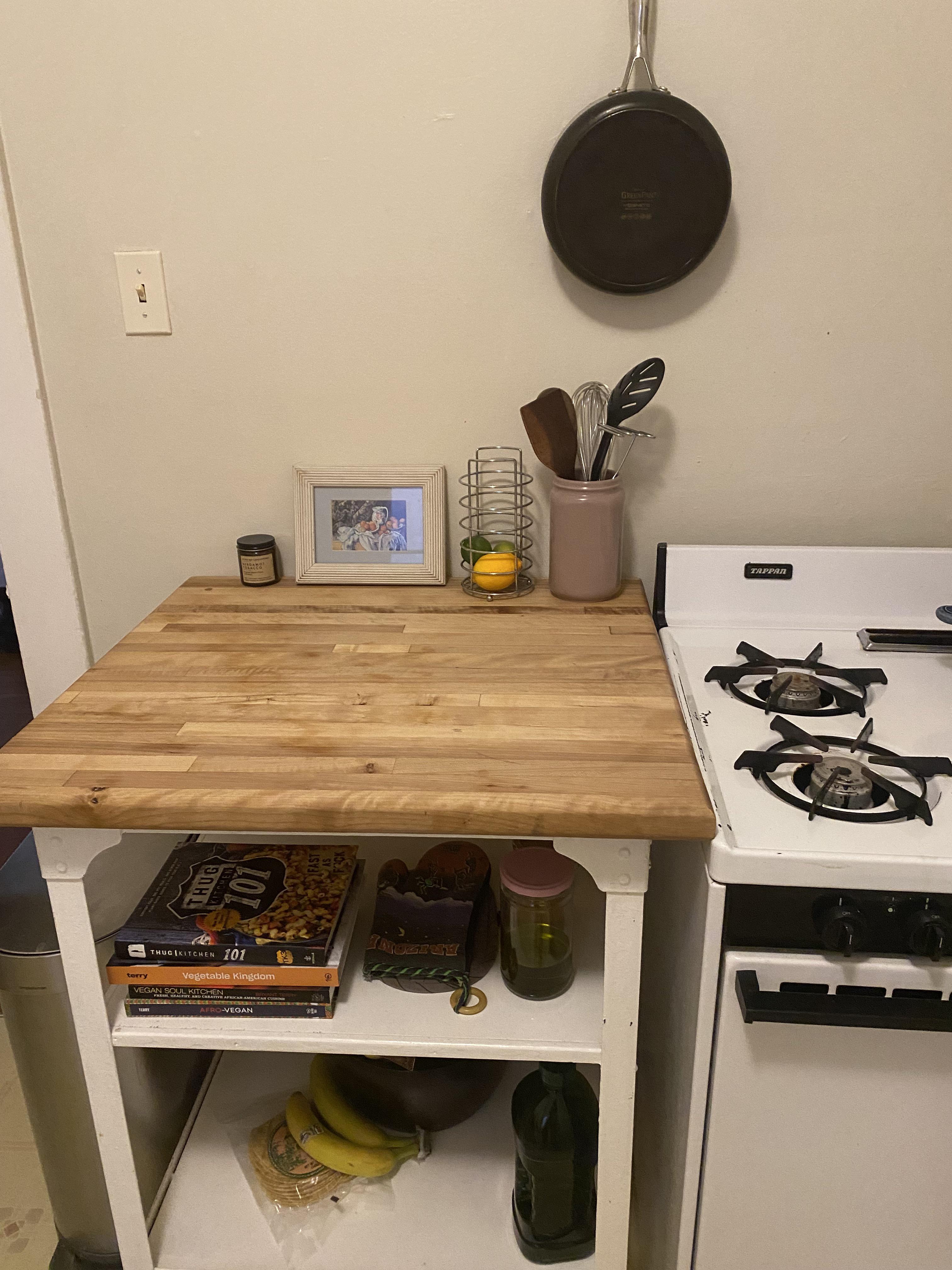 Is this wooden butcher block safe this close to my gas stove? r